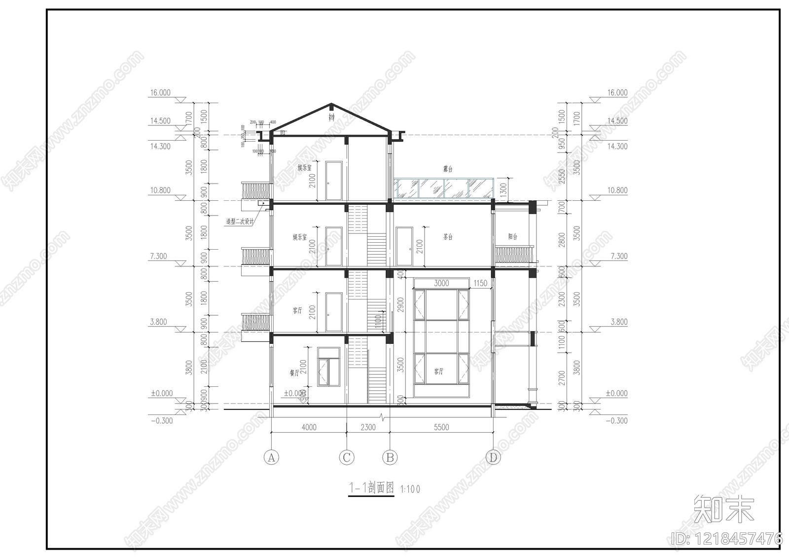 别墅建筑cad施工图下载【ID:1218457476】