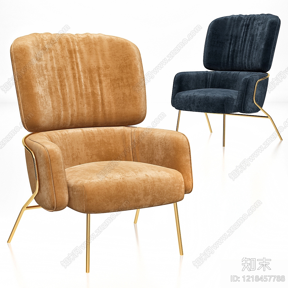 现代轻奢单人沙发3D模型下载【ID:1218457788】