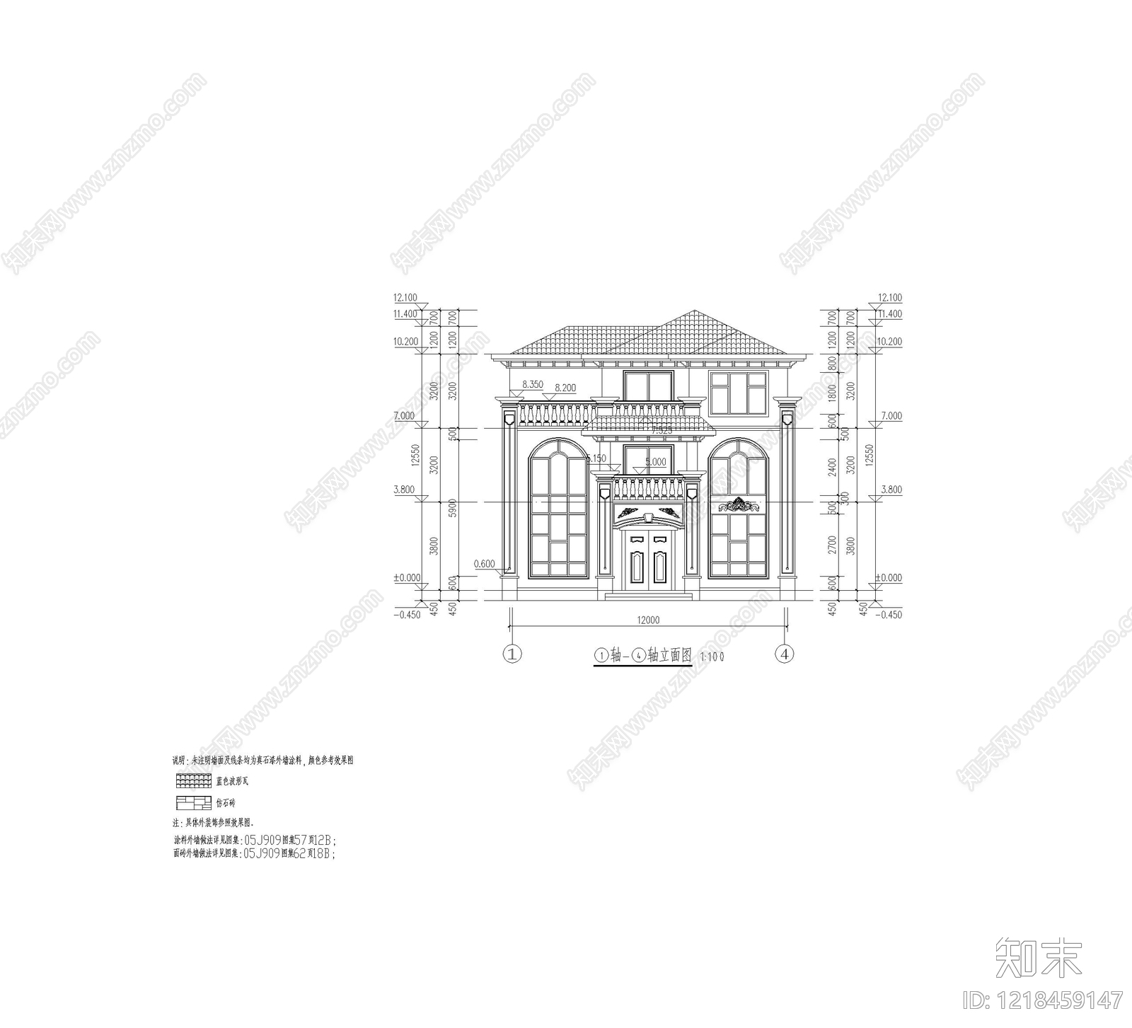 别墅建筑cad施工图下载【ID:1218459147】