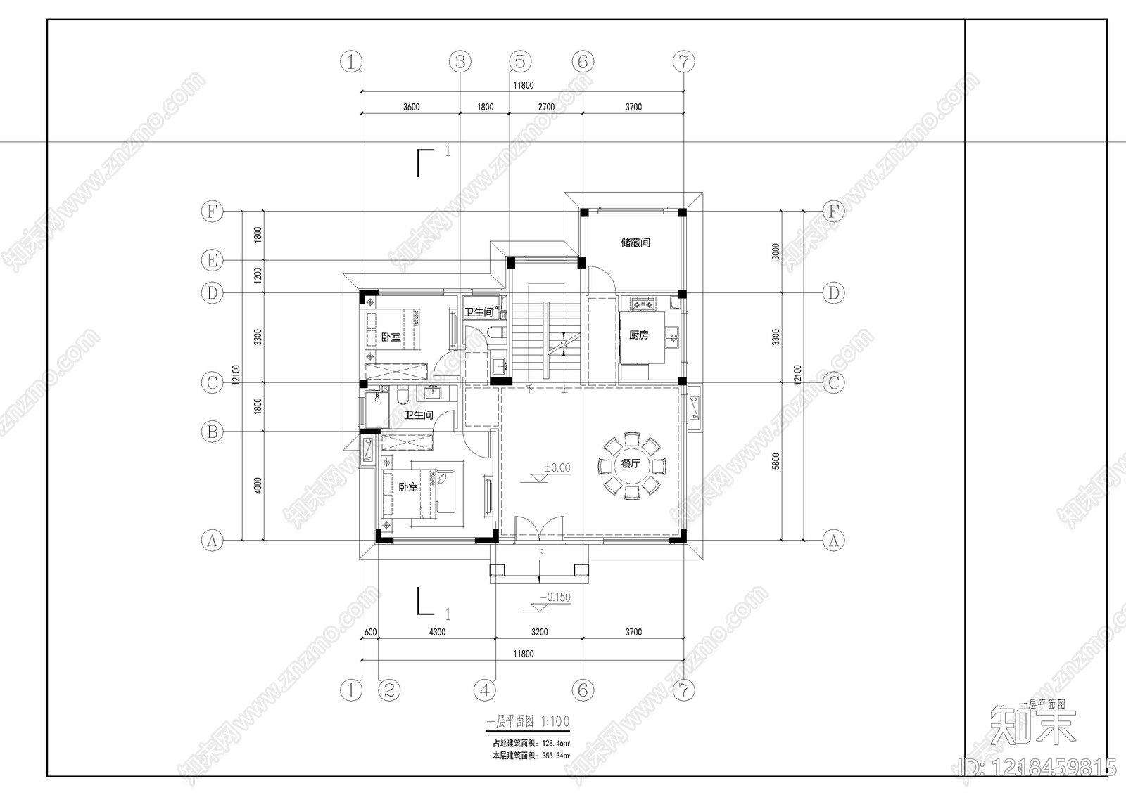 别墅建筑cad施工图下载【ID:1218459815】