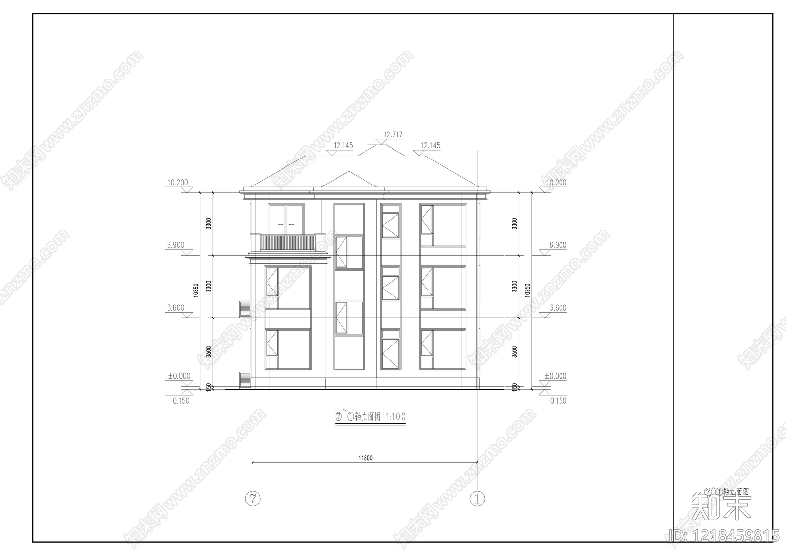 别墅建筑cad施工图下载【ID:1218459815】