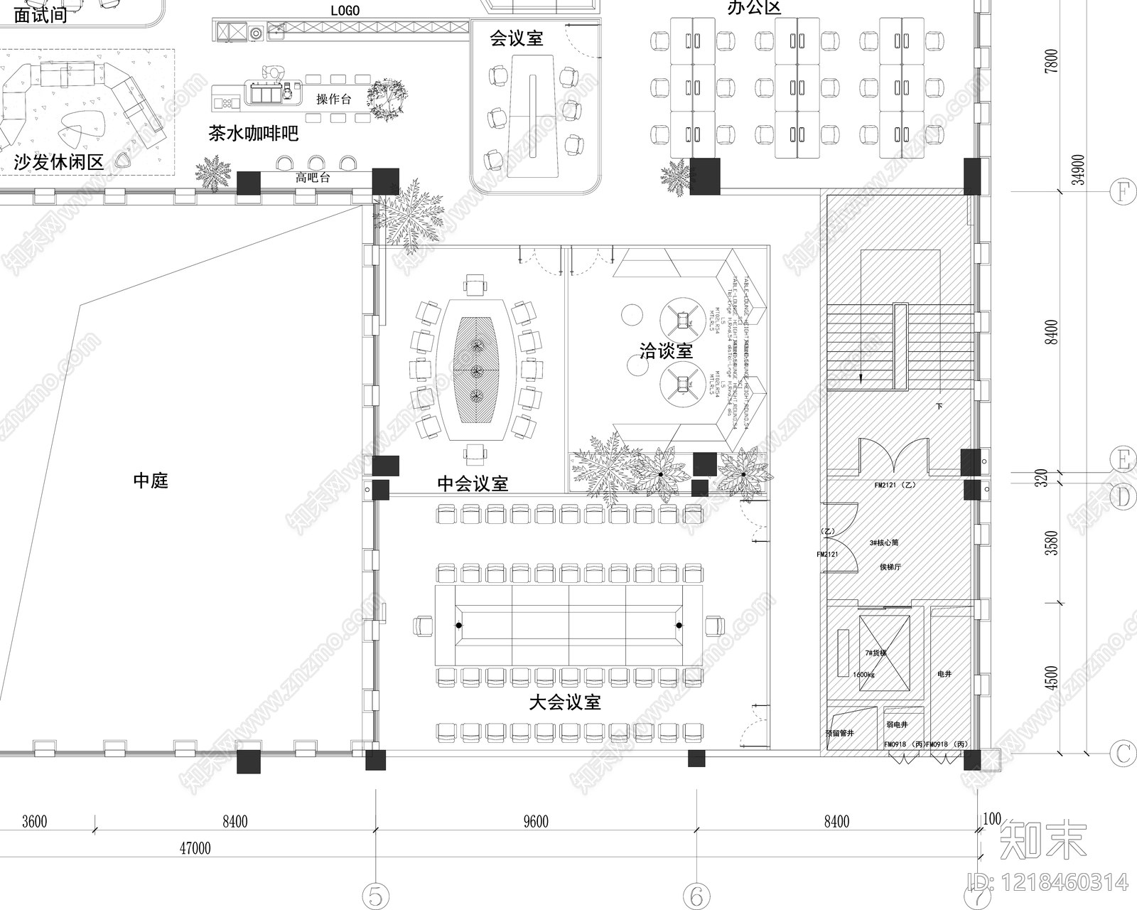整体办公空间cad施工图下载【ID:1218460314】