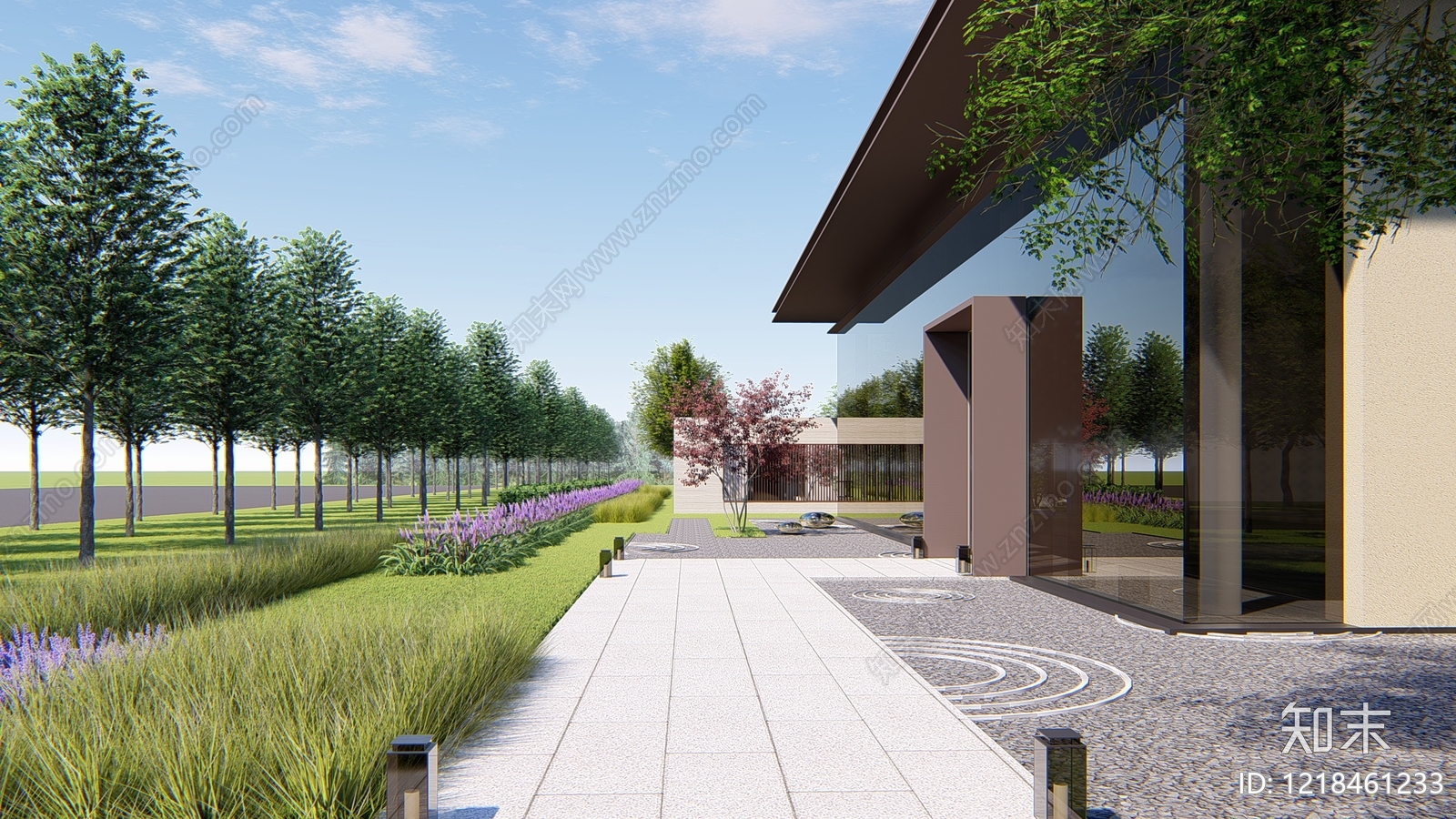 新中式景观住宅区景观SU模型下载【ID:1218461233】