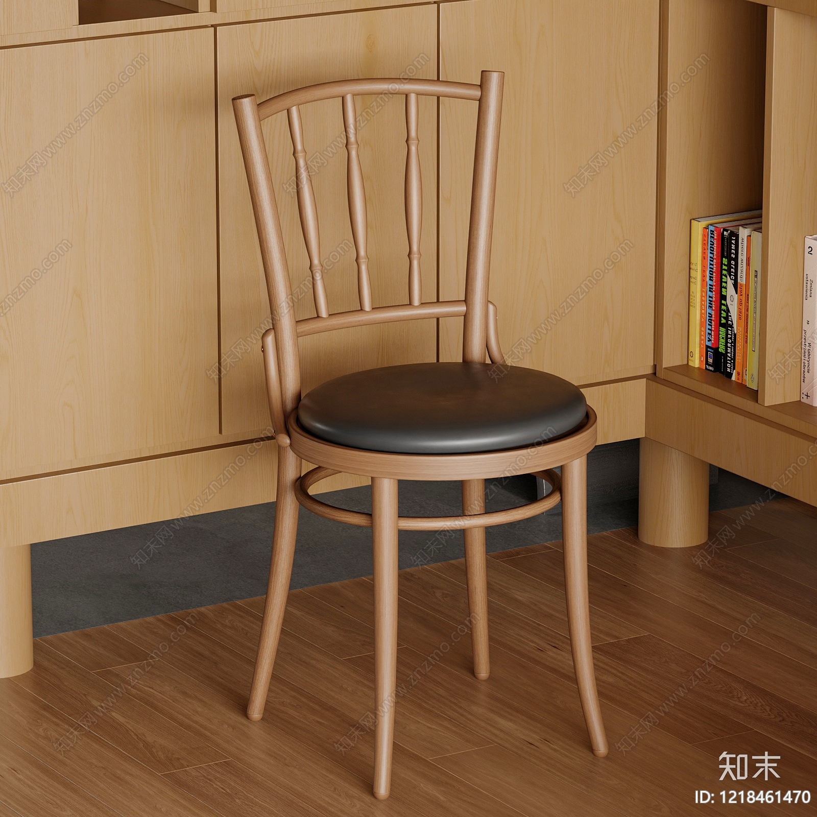 日式原木风餐椅3D模型下载【ID:1218461470】