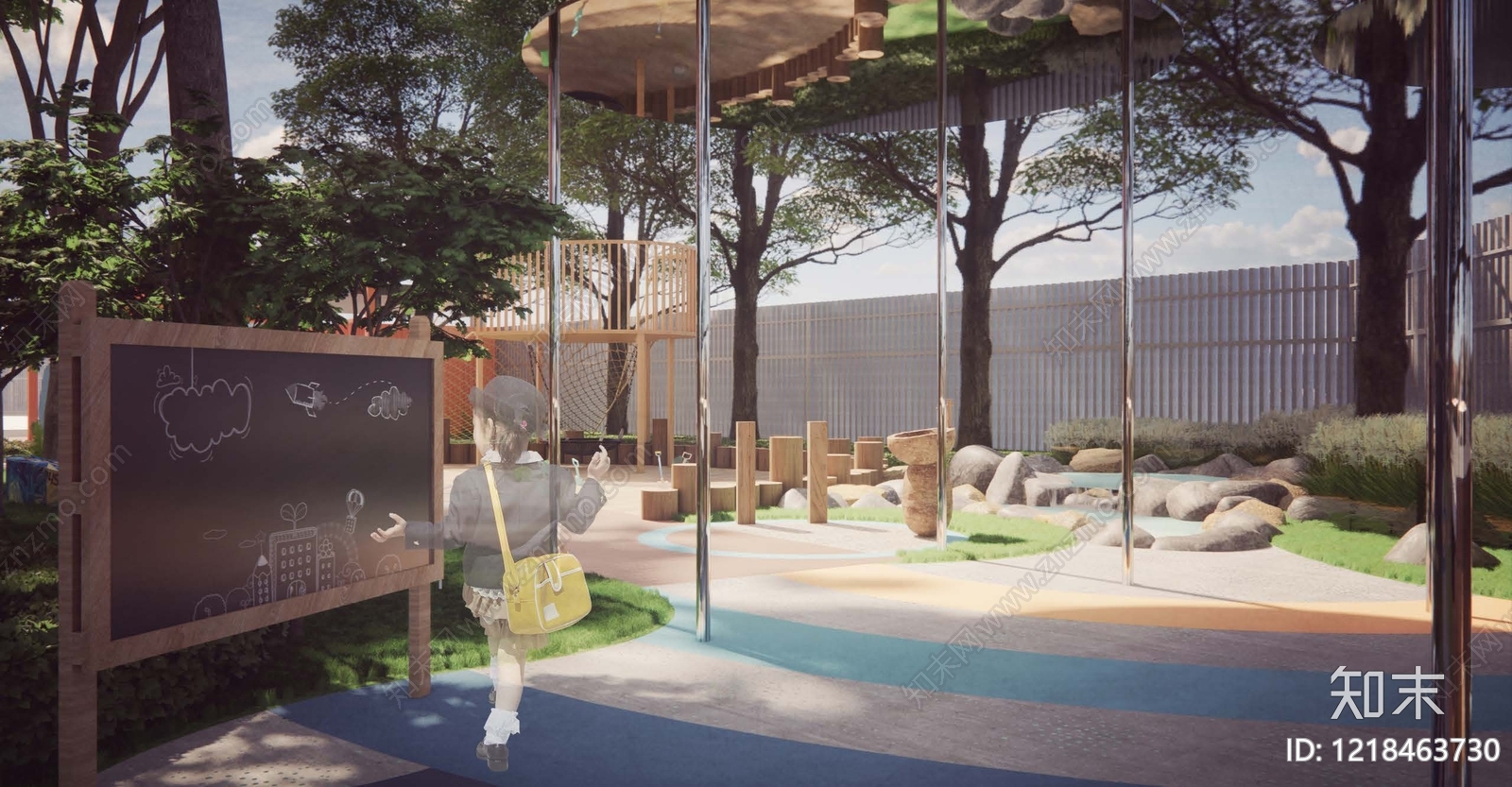 现代自然风教育校园景观SU模型下载【ID:1218463730】