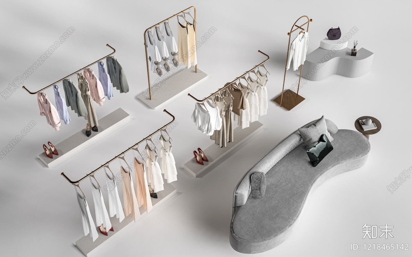 极简服装展厅3D模型渲染效果图
