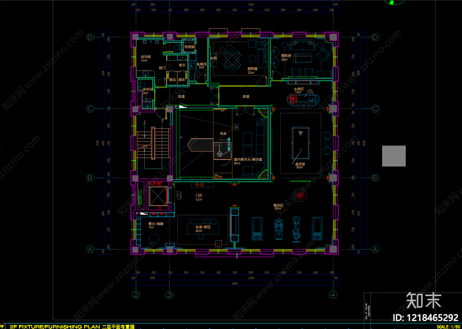 会所cad施工图下载【ID:1218465292】