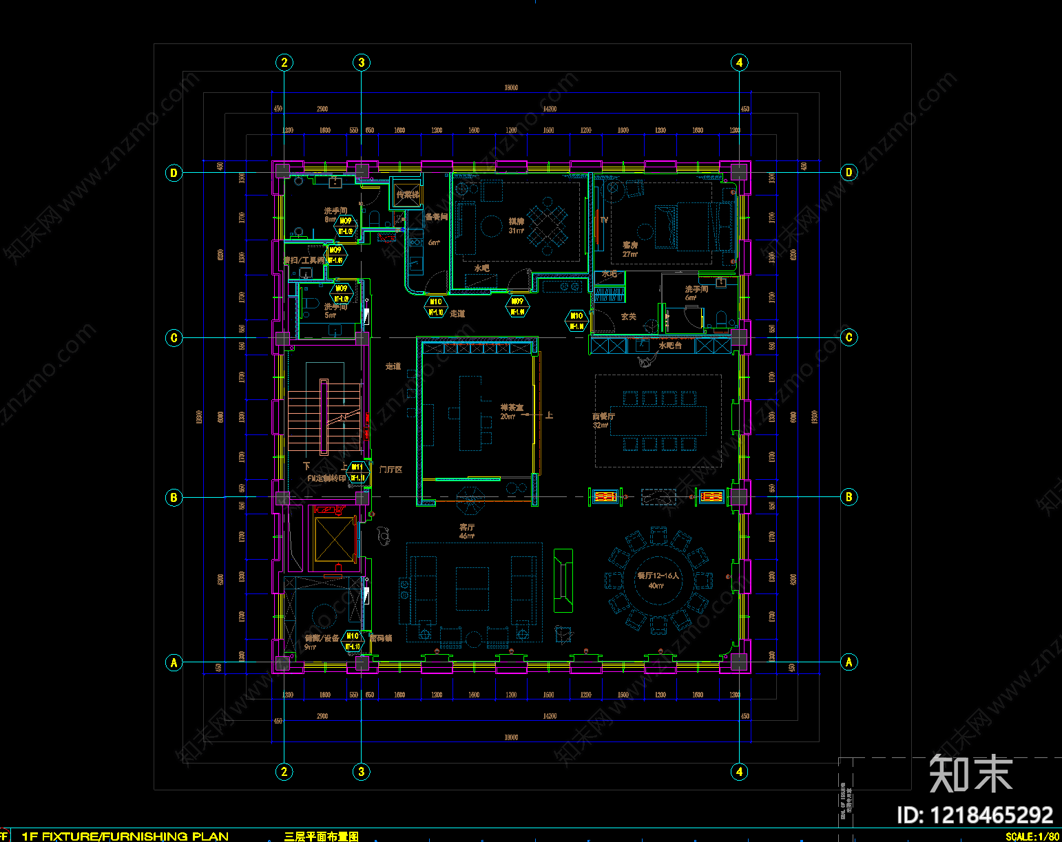 会所cad施工图下载【ID:1218465292】