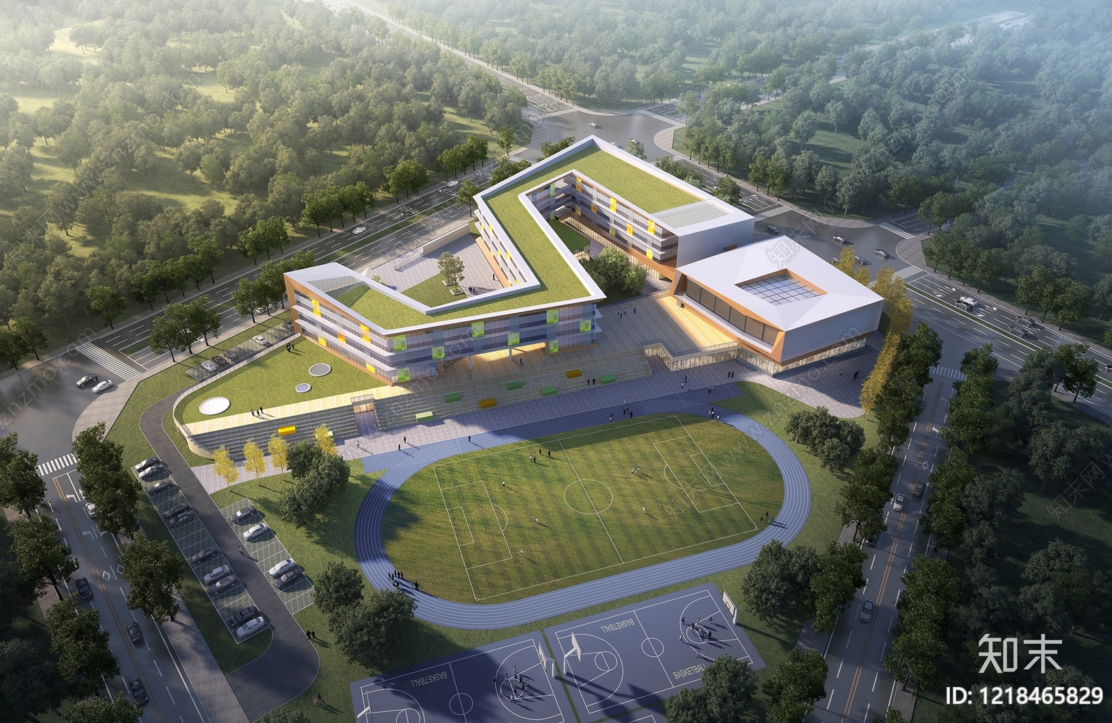 现代主义学校外观3D模型下载【ID:1218465829】
