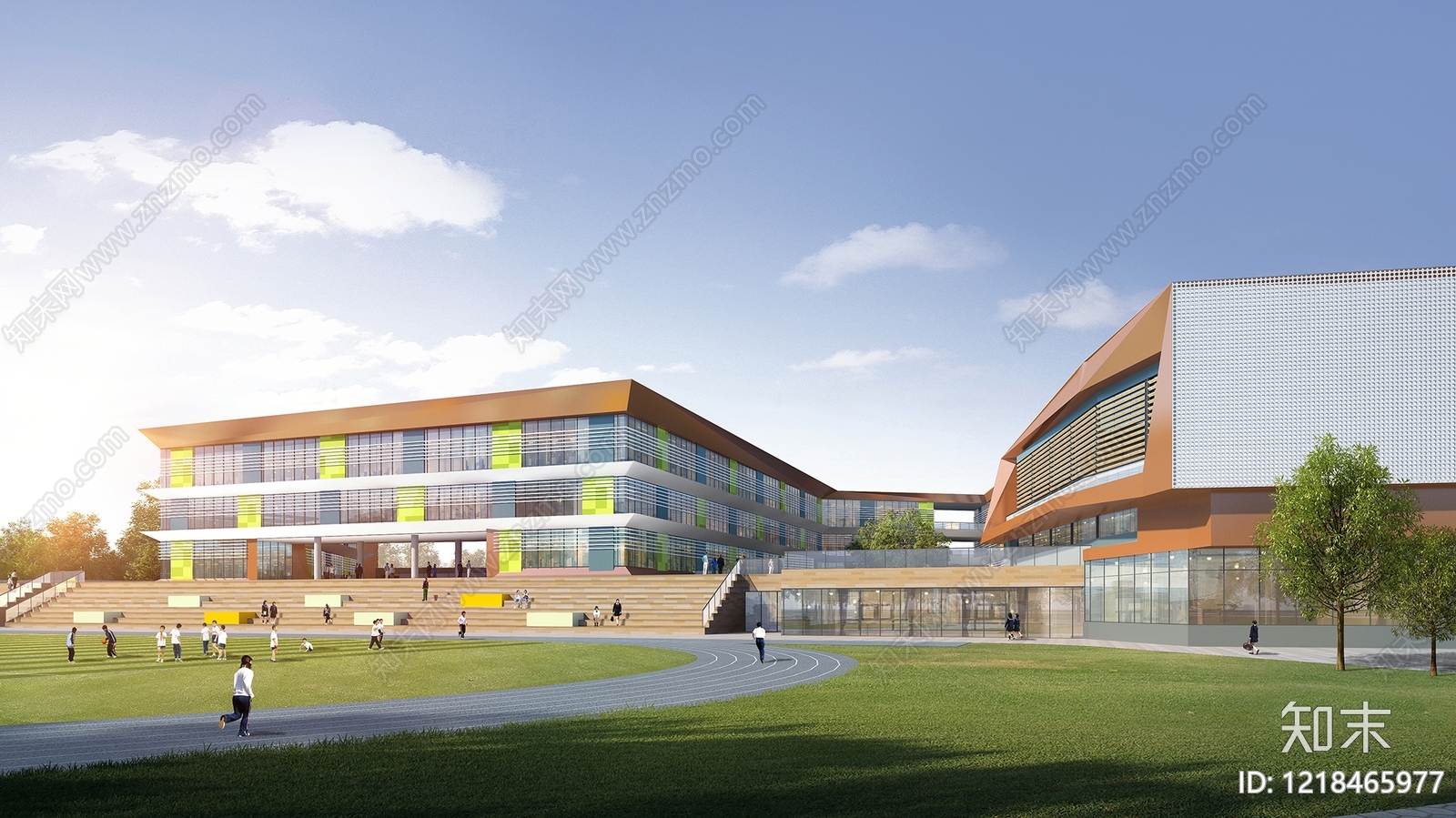 现代主义学校外观3D模型下载【ID:1218465977】