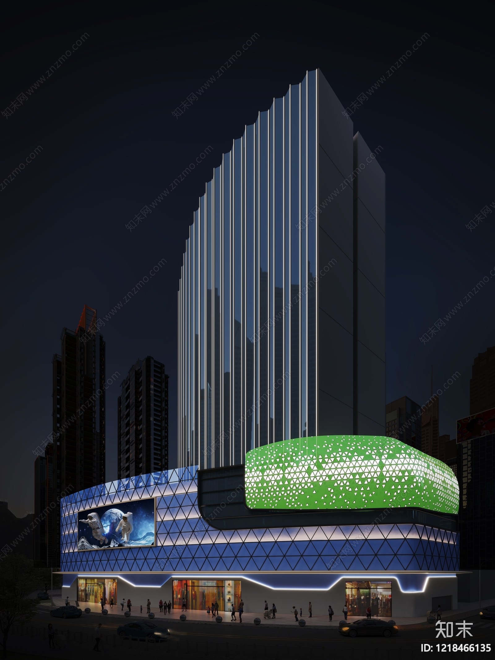 现代主义商业综合体3D模型下载【ID:1218466135】