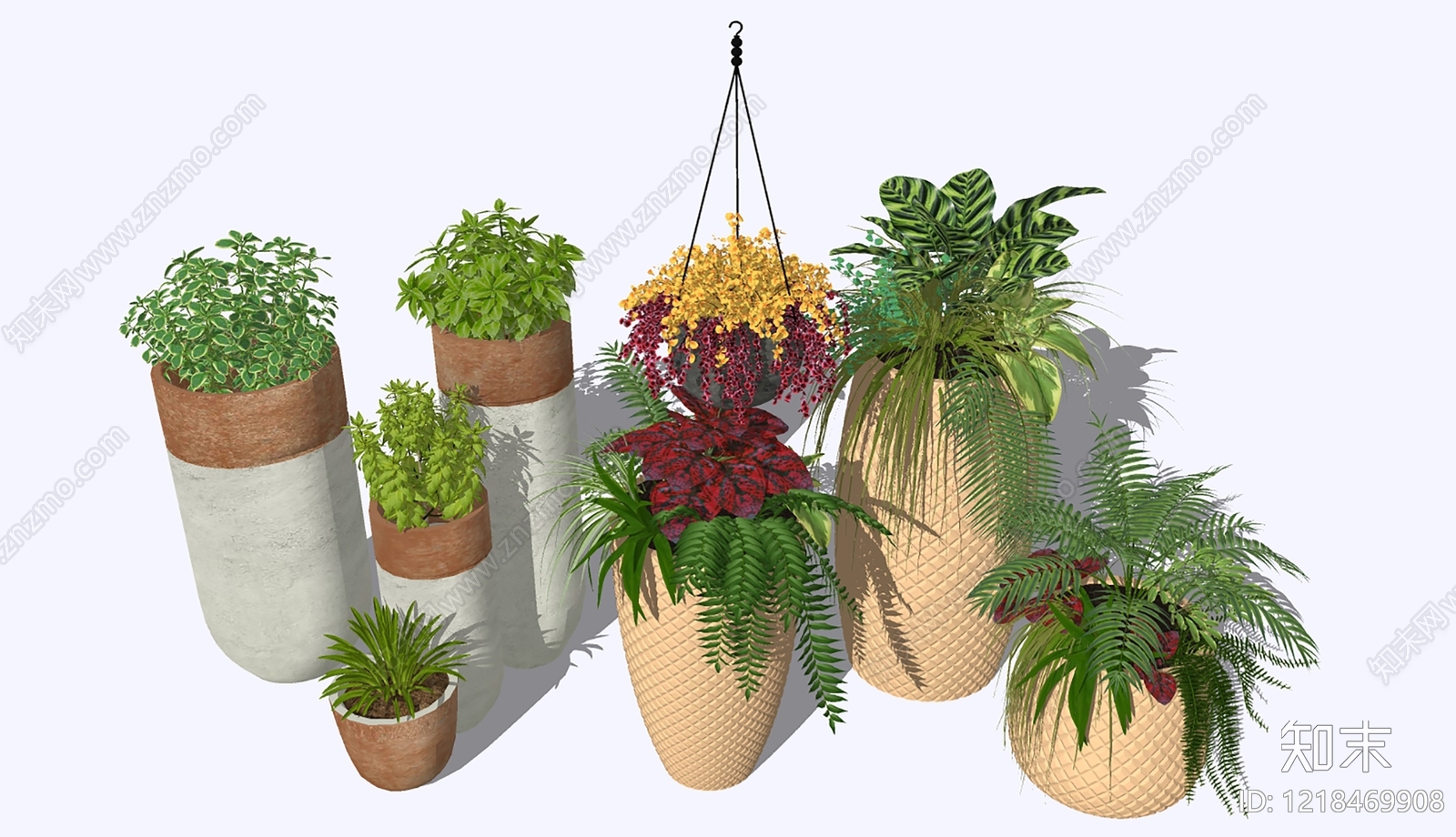 现代自然风盆栽SU模型下载【ID:1218469908】