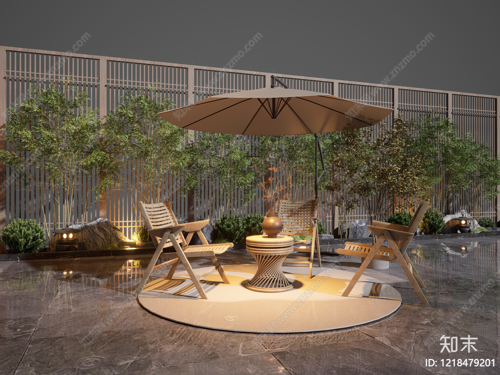 新中式屋顶花园SU模型草图