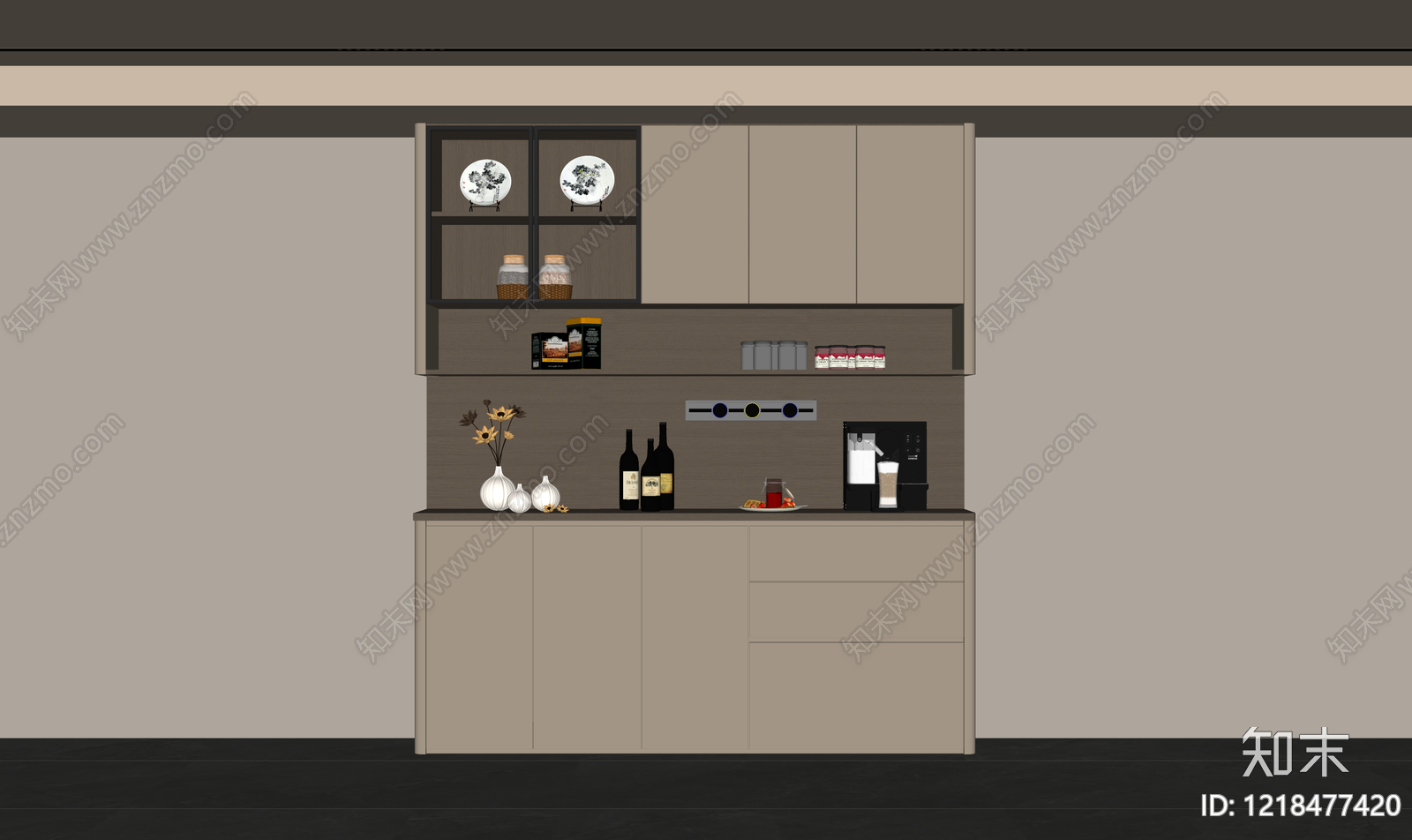 现代简约餐边柜SU模型下载【ID:1218477420】