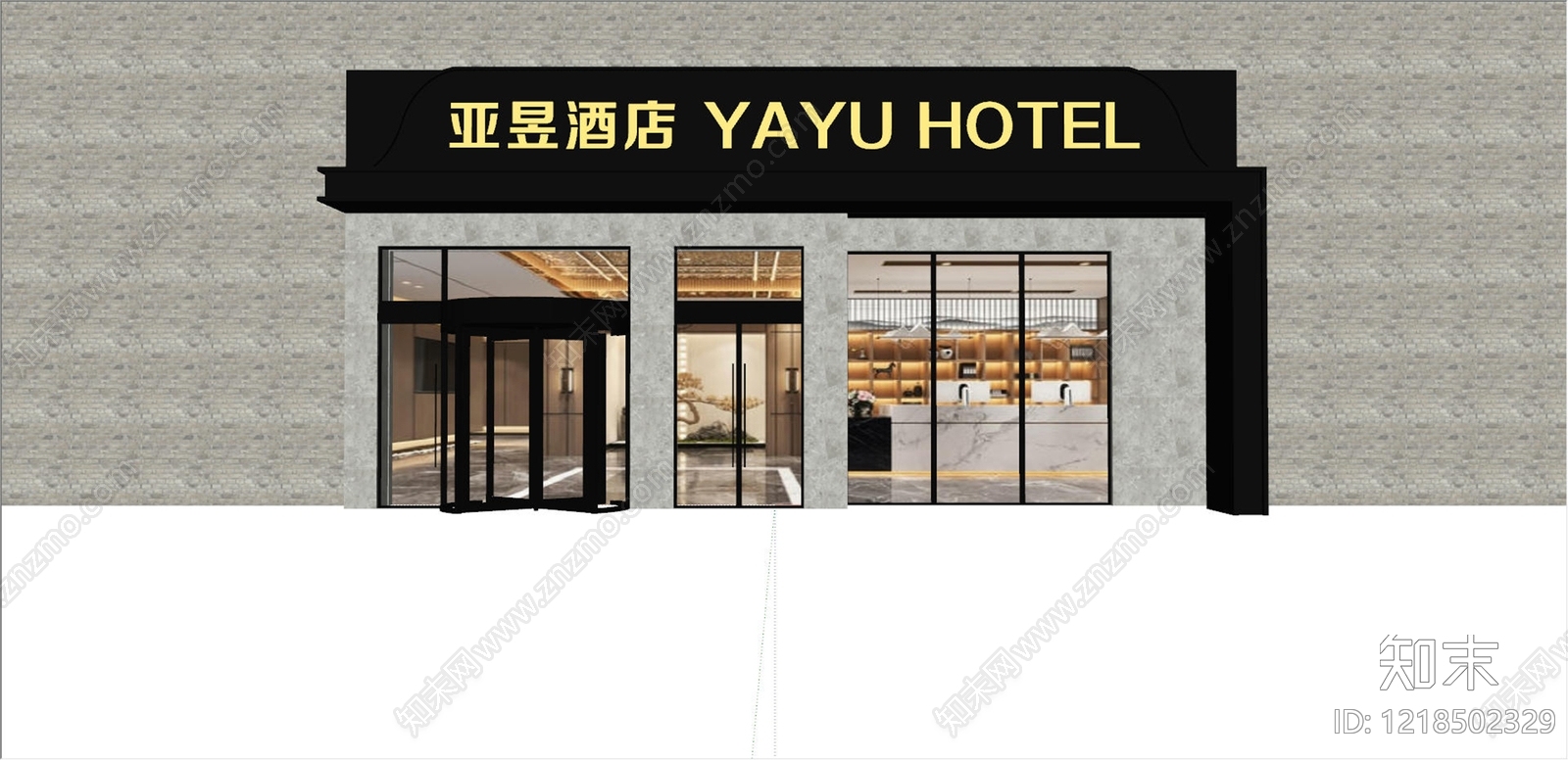 新中式门头SU模型下载【ID:1218502329】