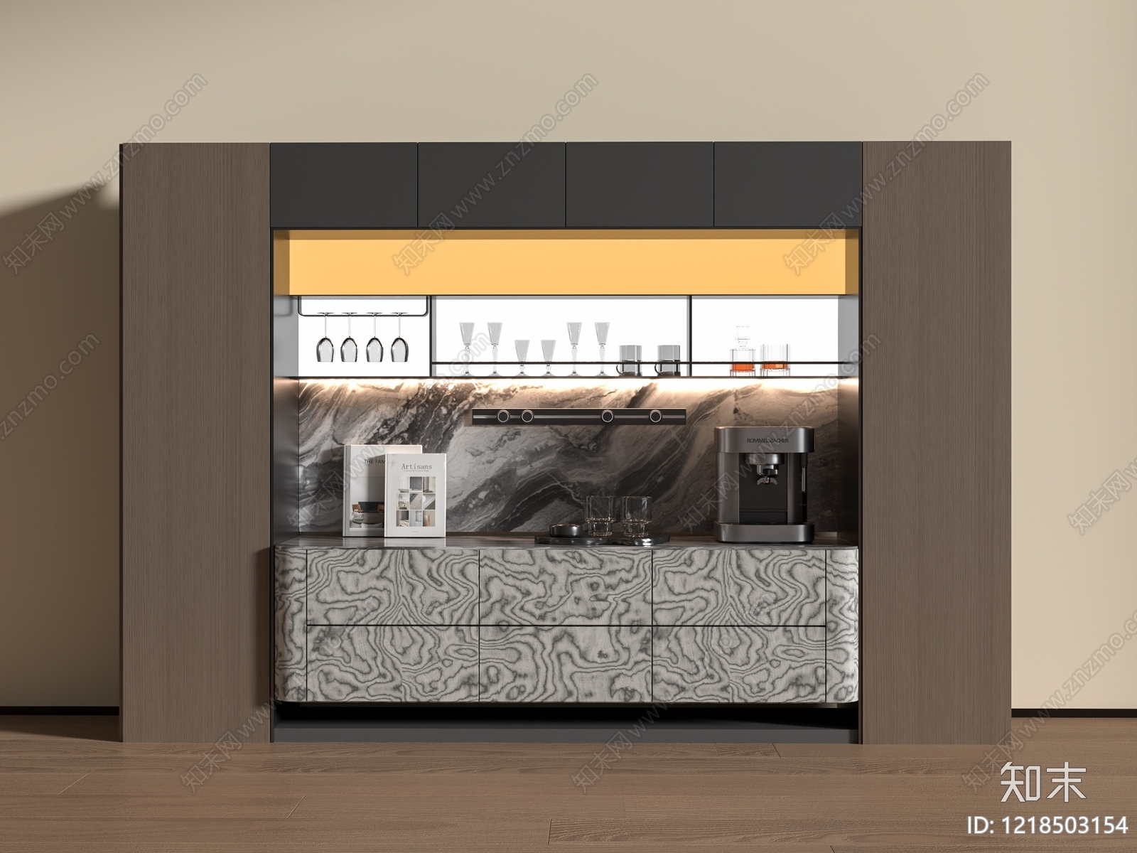 现代极简酒柜3D模型下载【ID:1218503154】