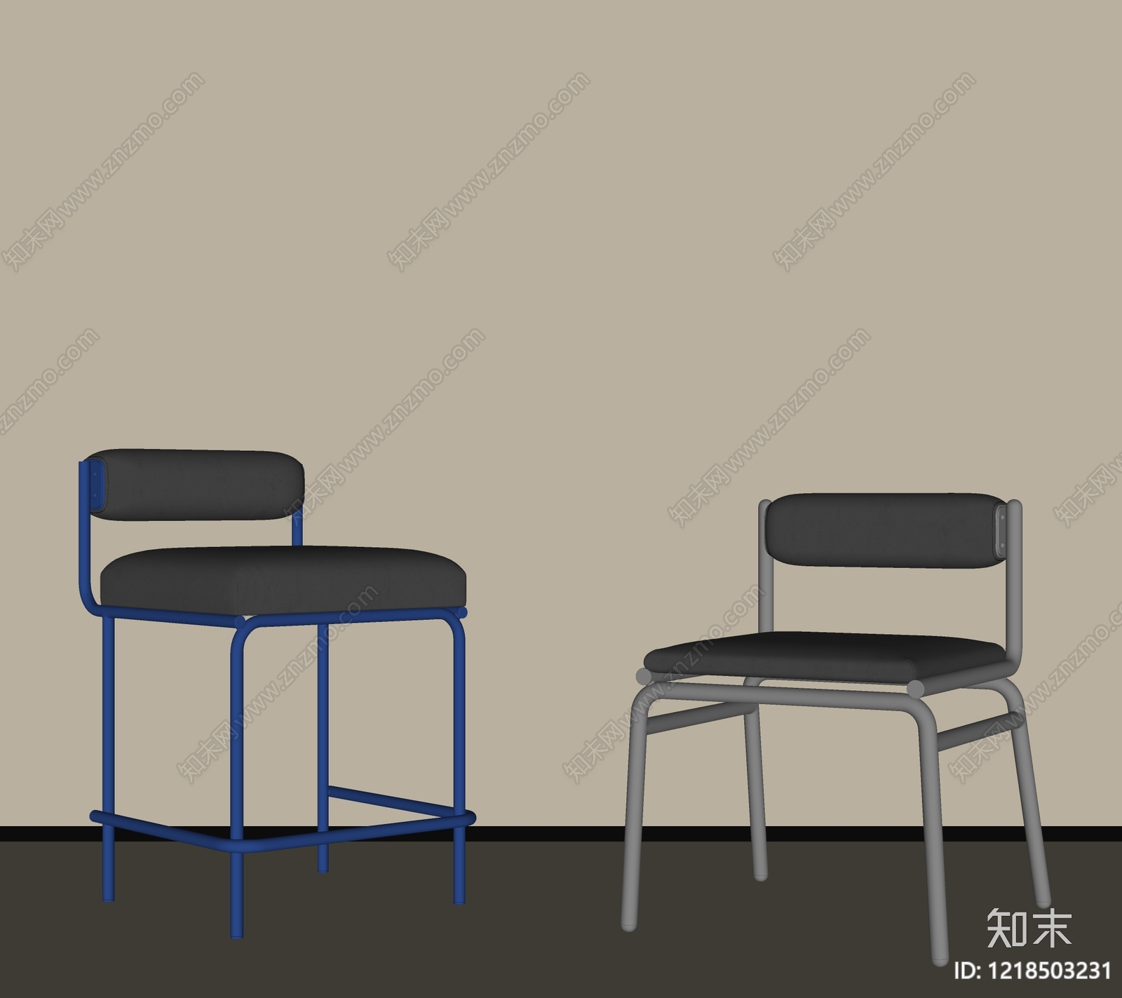 现代餐椅SU模型下载【ID:1218503231】