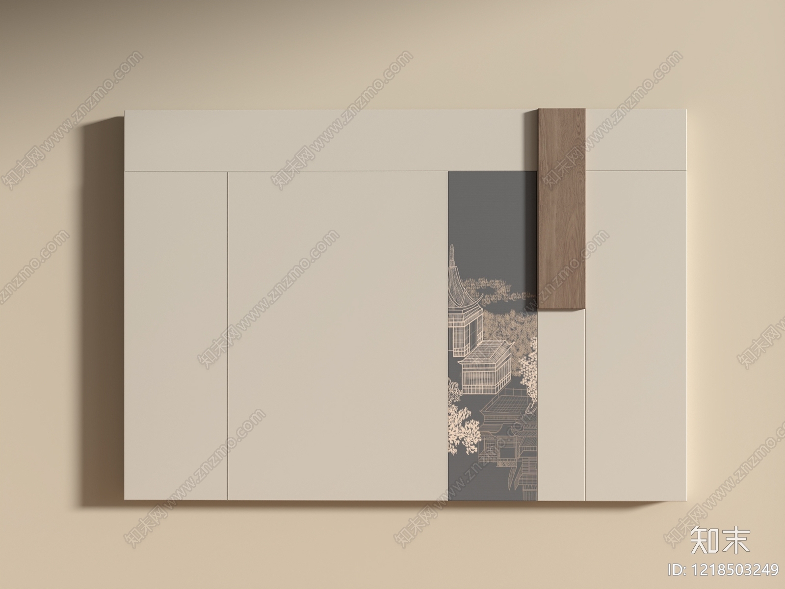 新中式沙发背景墙3D模型下载【ID:1218503249】