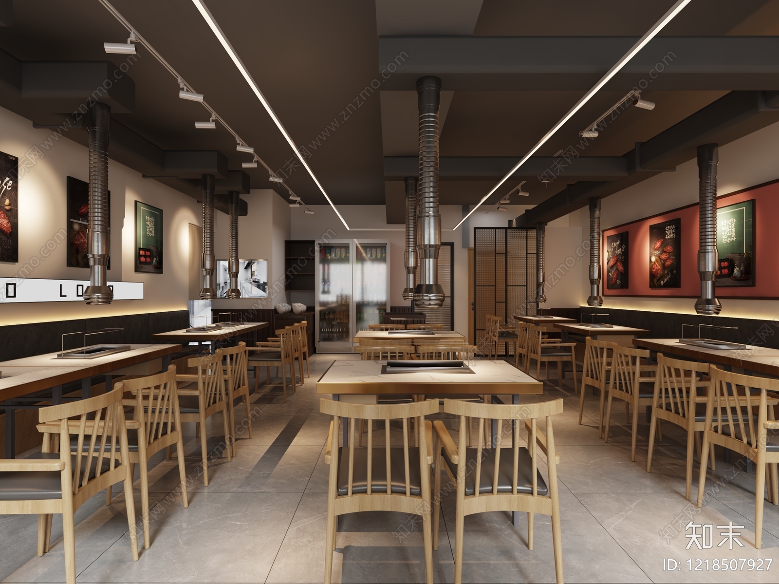现代简约烤肉店3D模型下载【ID:1218507927】