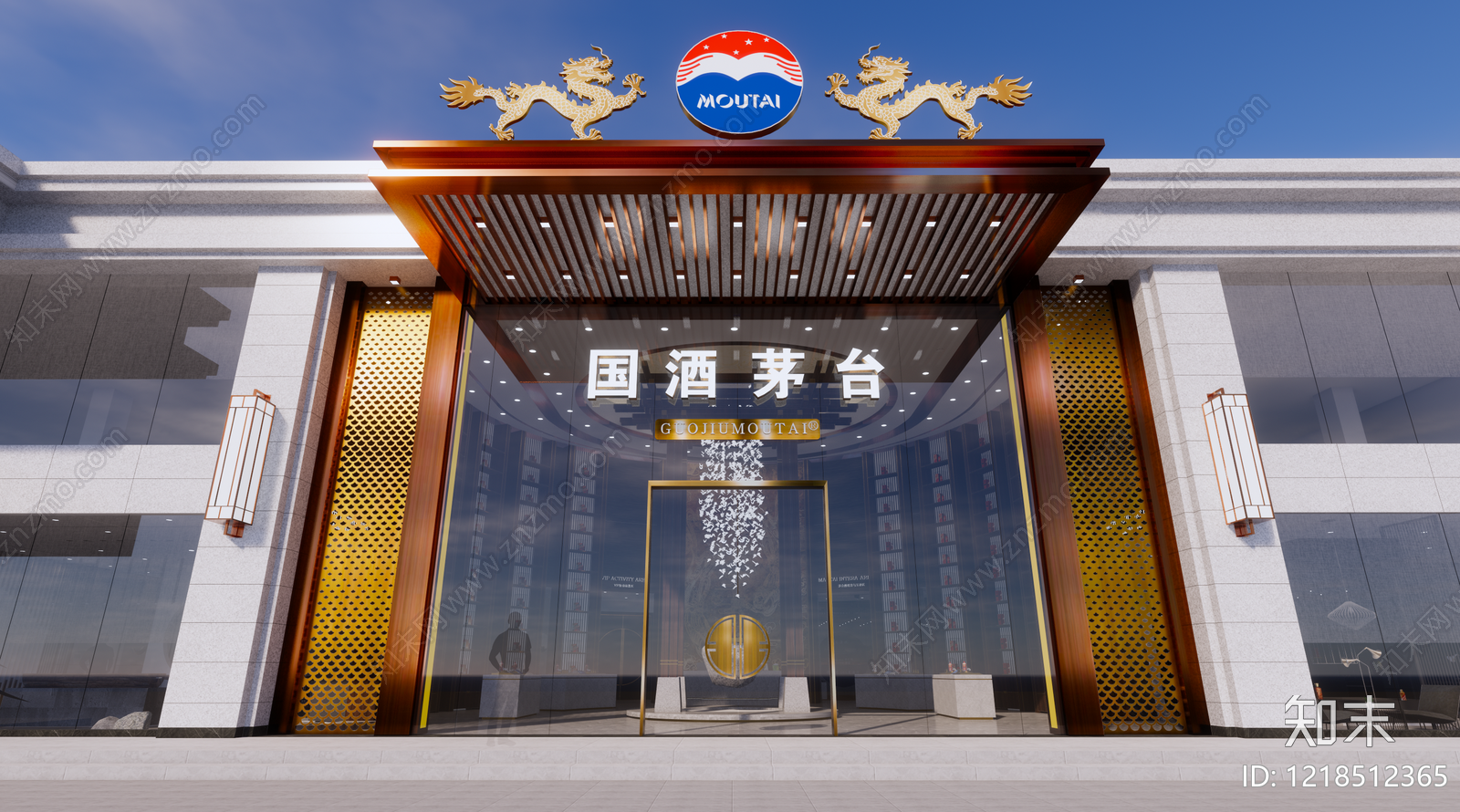 新中式酒展厅SU模型下载【ID:1218512365】