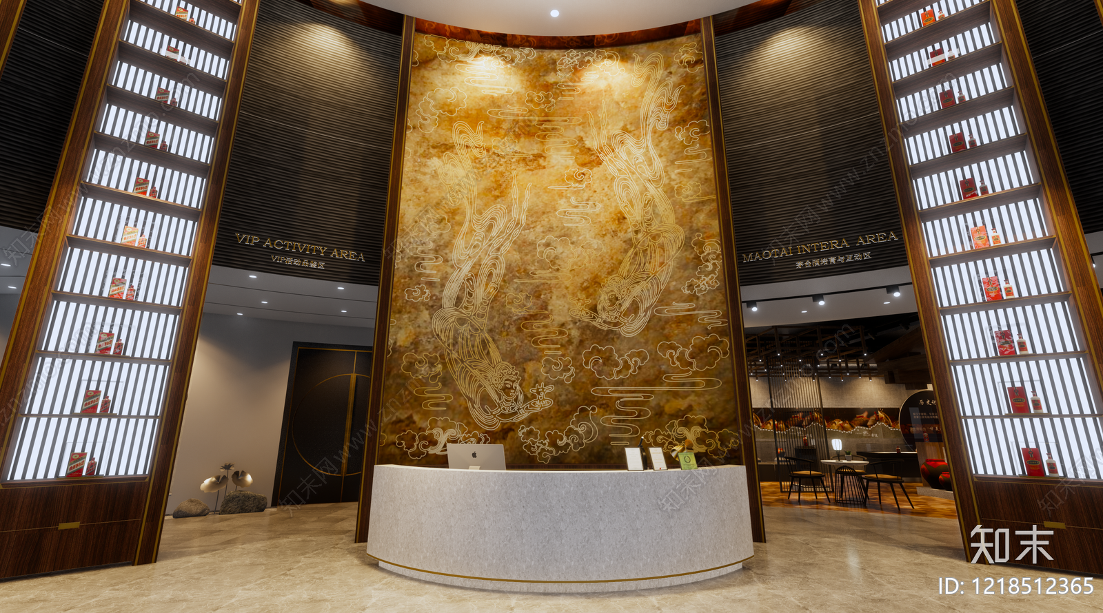 新中式酒展厅SU模型下载【ID:1218512365】