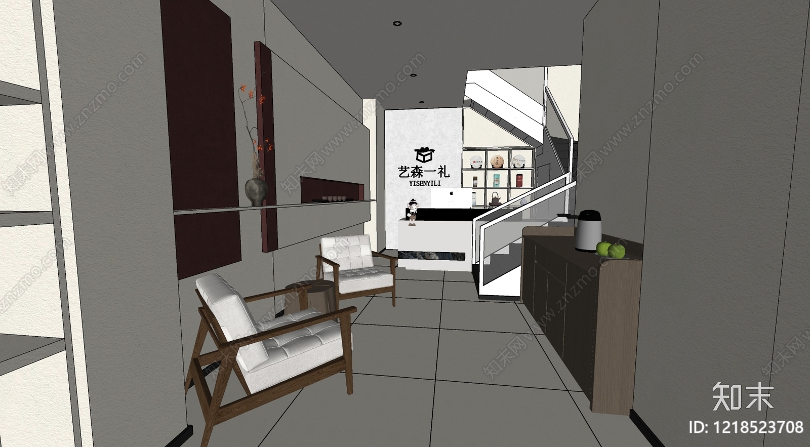 新中式茶叶店SU模型下载【ID:1218523708】