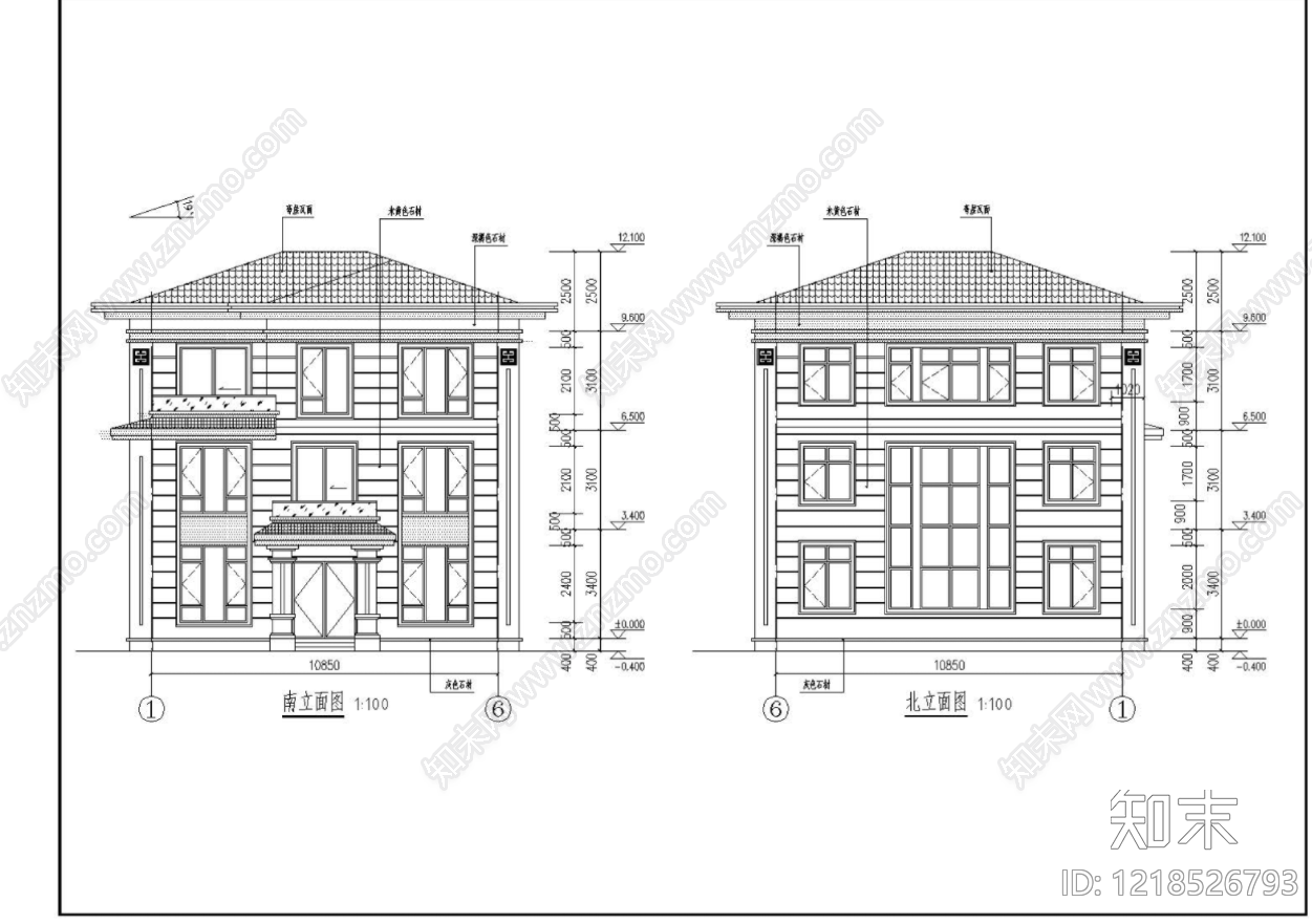 别墅建筑cad施工图下载【ID:1218526793】