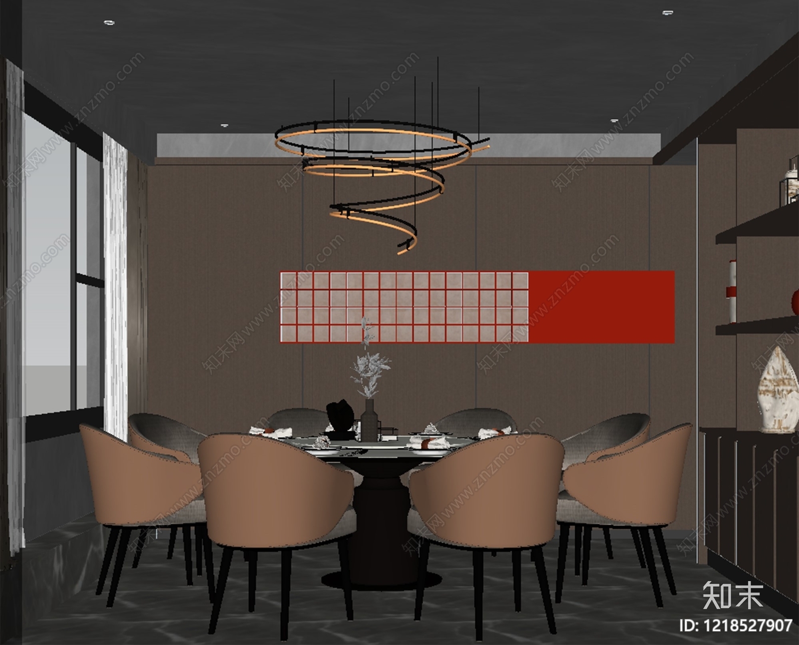 新中式包厢SU模型下载【ID:1218527907】