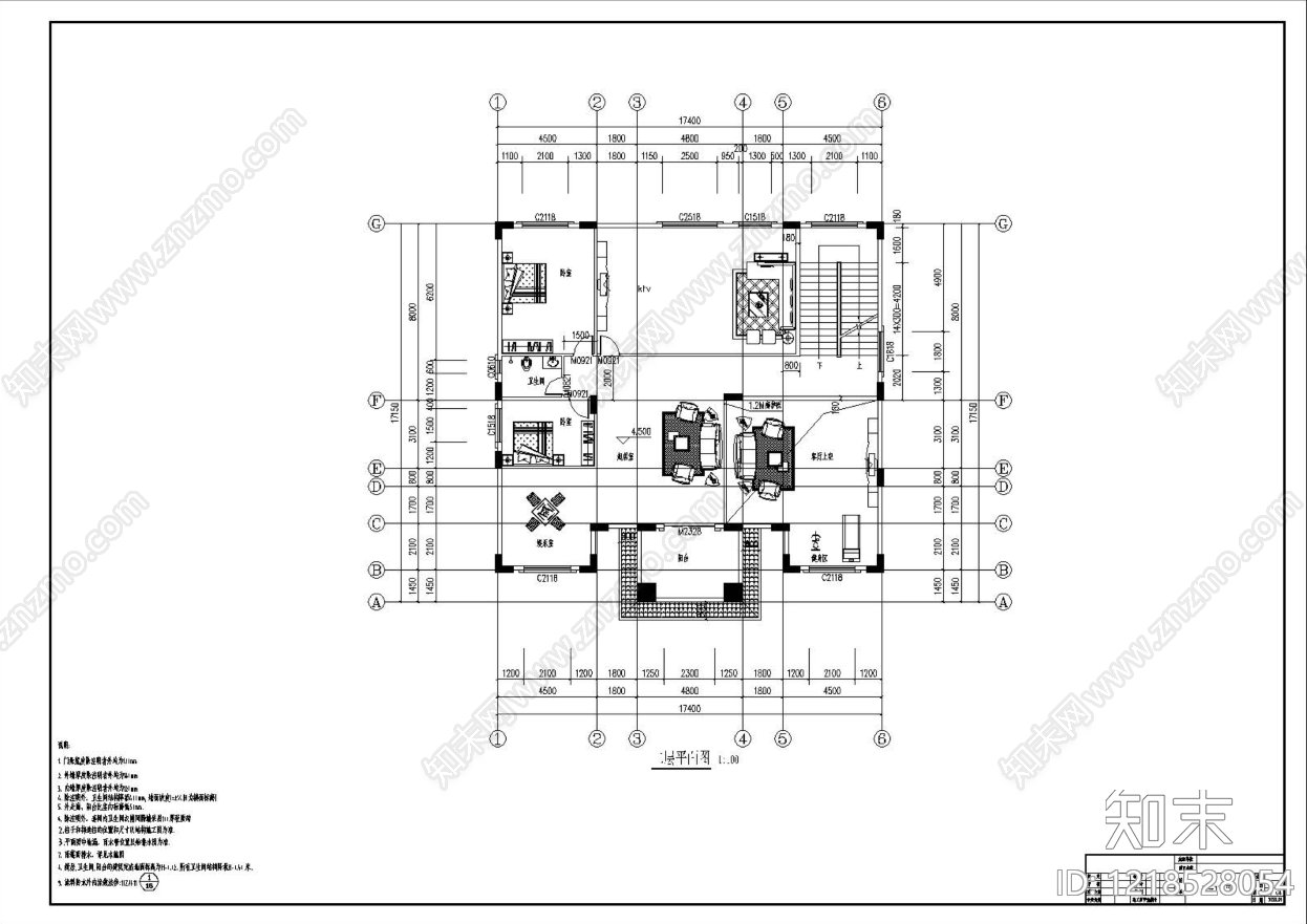 别墅建筑cad施工图下载【ID:1218528054】