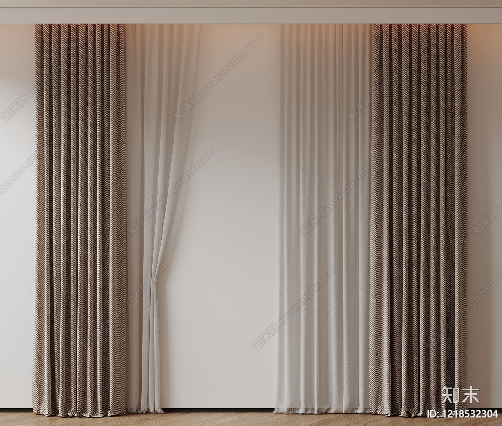 现代简约窗帘SU模型下载【ID:1218532304】