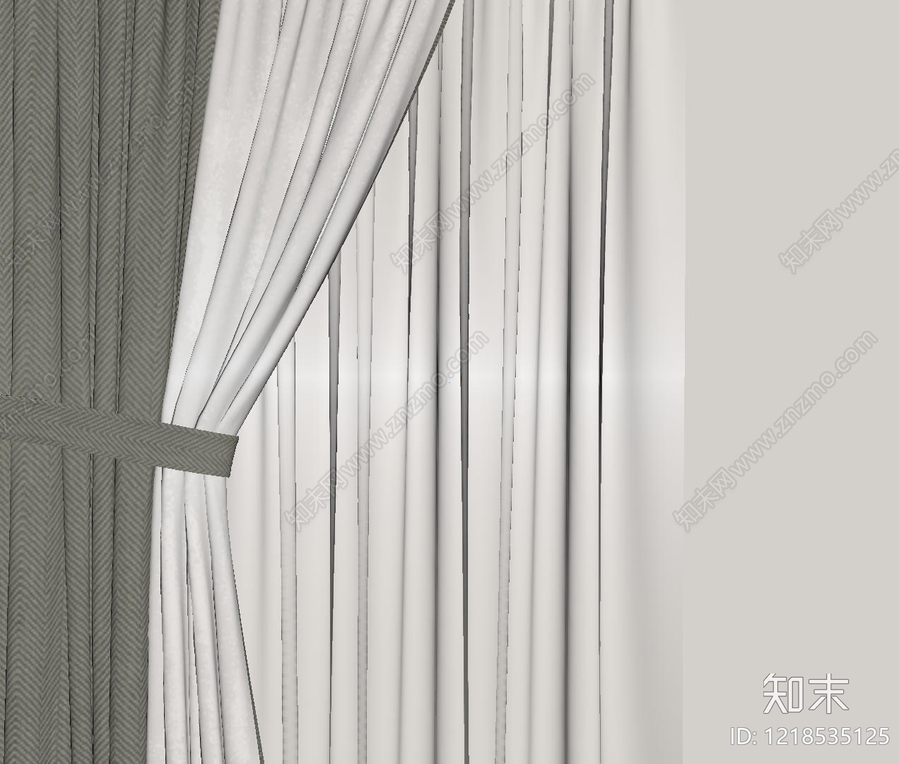 奶油风窗帘SU模型下载【ID:1218535125】