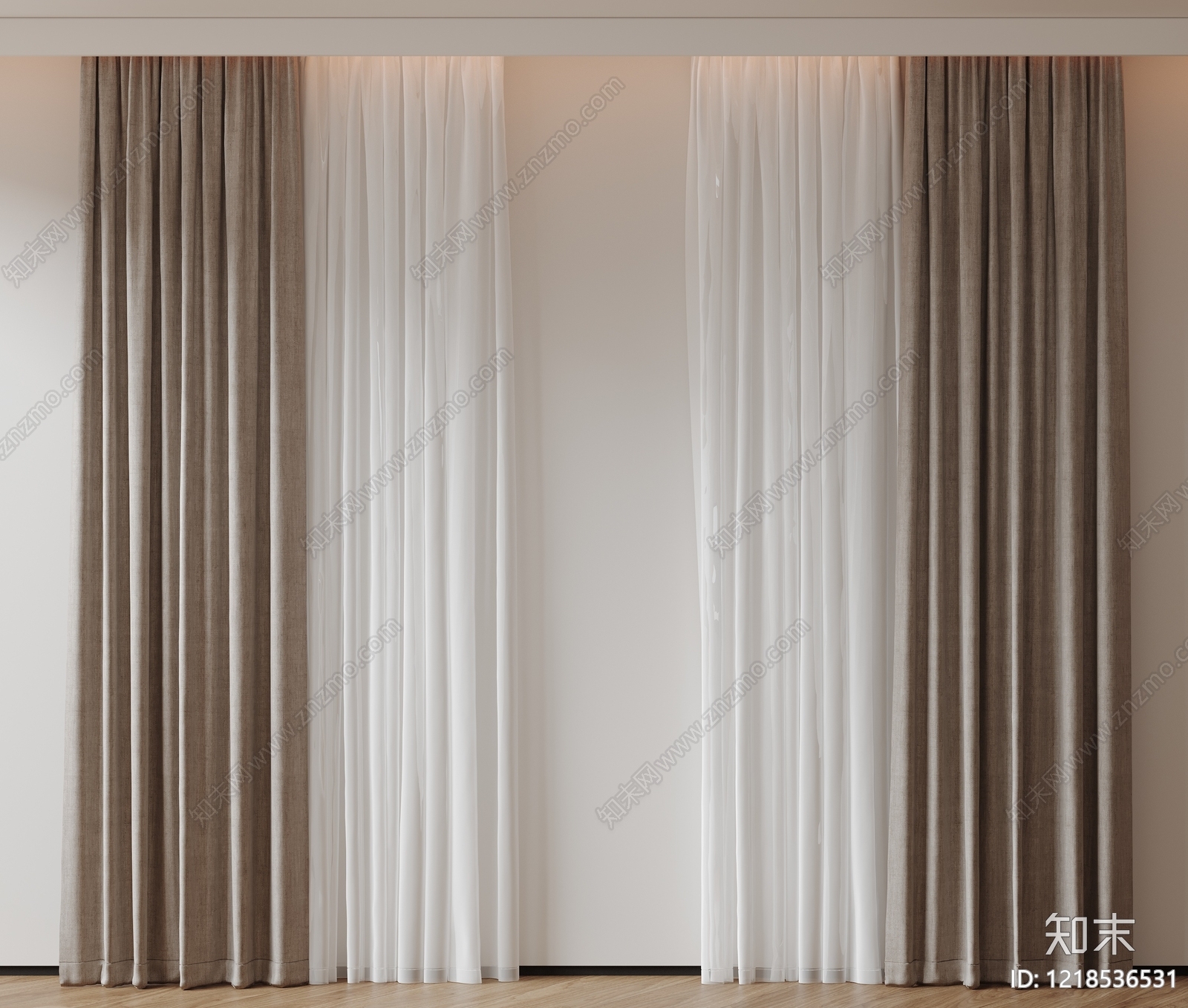 极简通用窗帘3D模型下载【ID:1218536531】