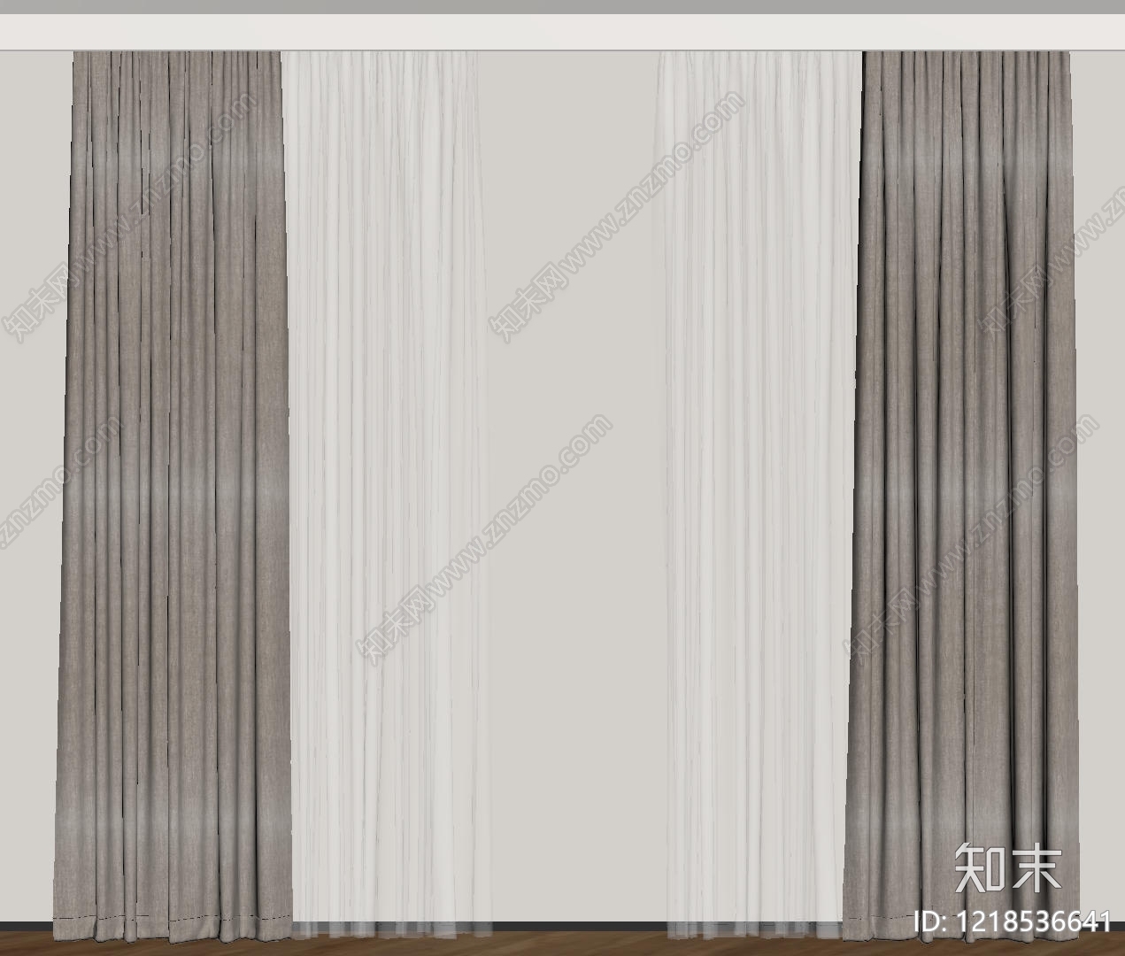 极简窗帘SU模型下载【ID:1218536641】