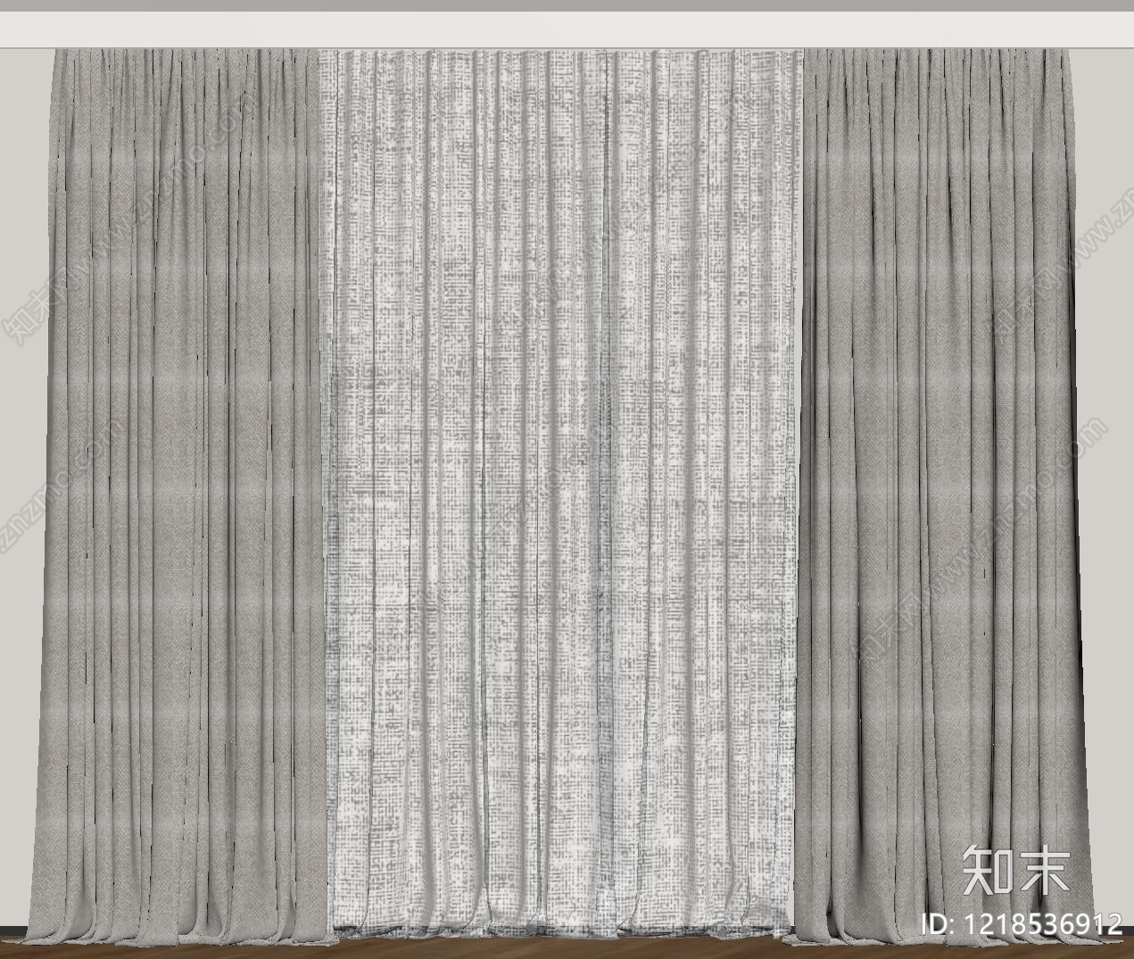 奶油风窗帘SU模型下载【ID:1218536912】
