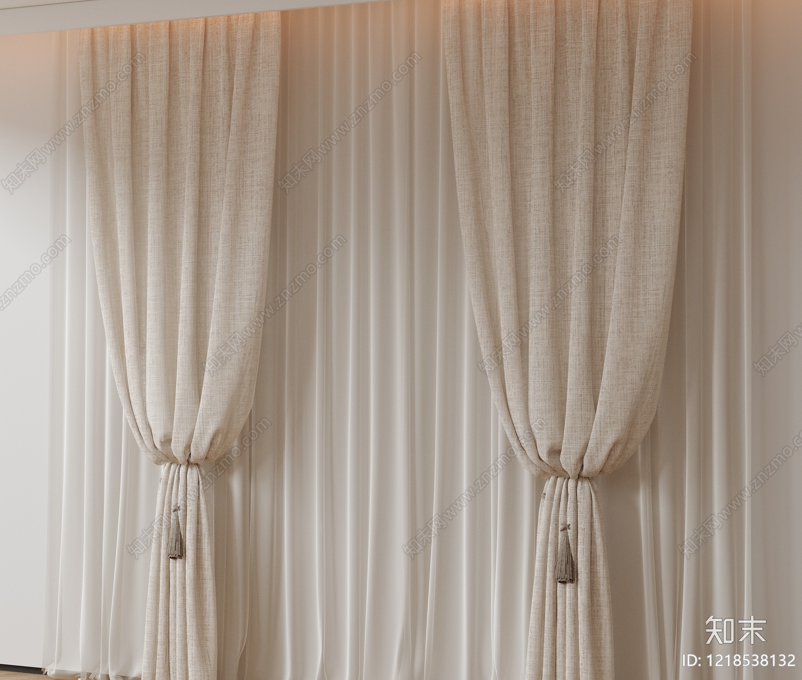 奶油风窗帘SU模型下载【ID:1218538132】