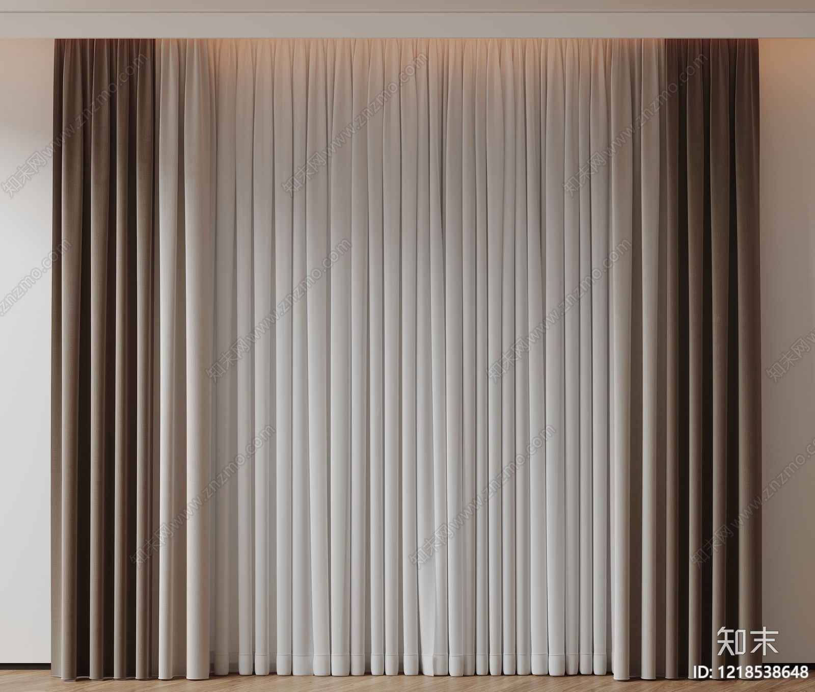 极简窗帘SU模型下载【ID:1218538648】