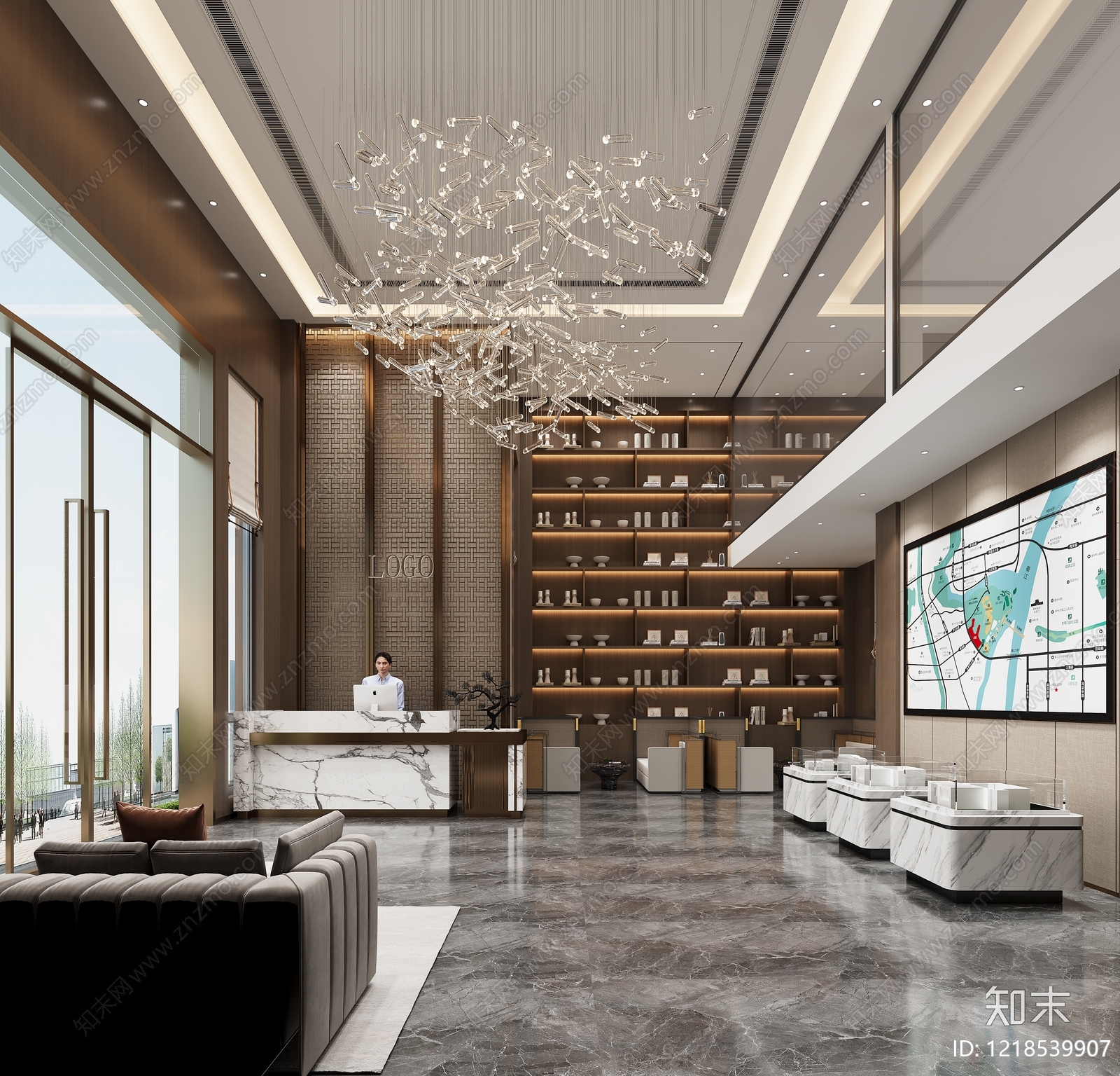 新中式售楼处3D模型下载【ID:1218539907】