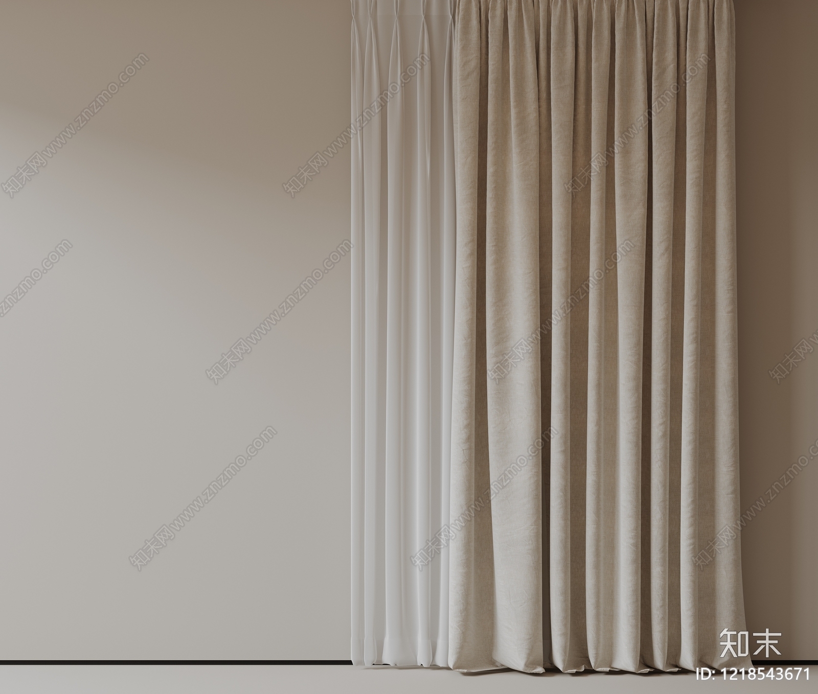 极简窗帘SU模型下载【ID:1218543671】