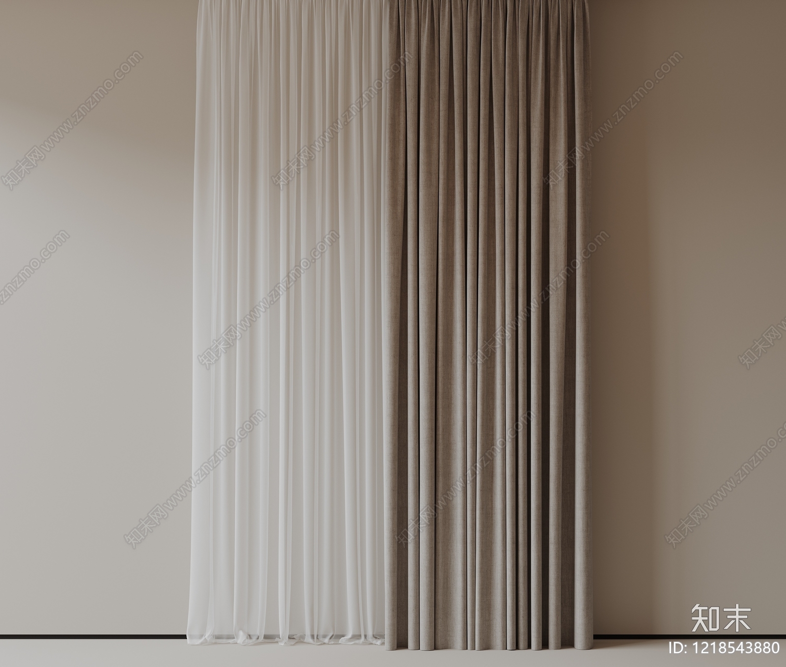 极简窗帘SU模型下载【ID:1218543880】