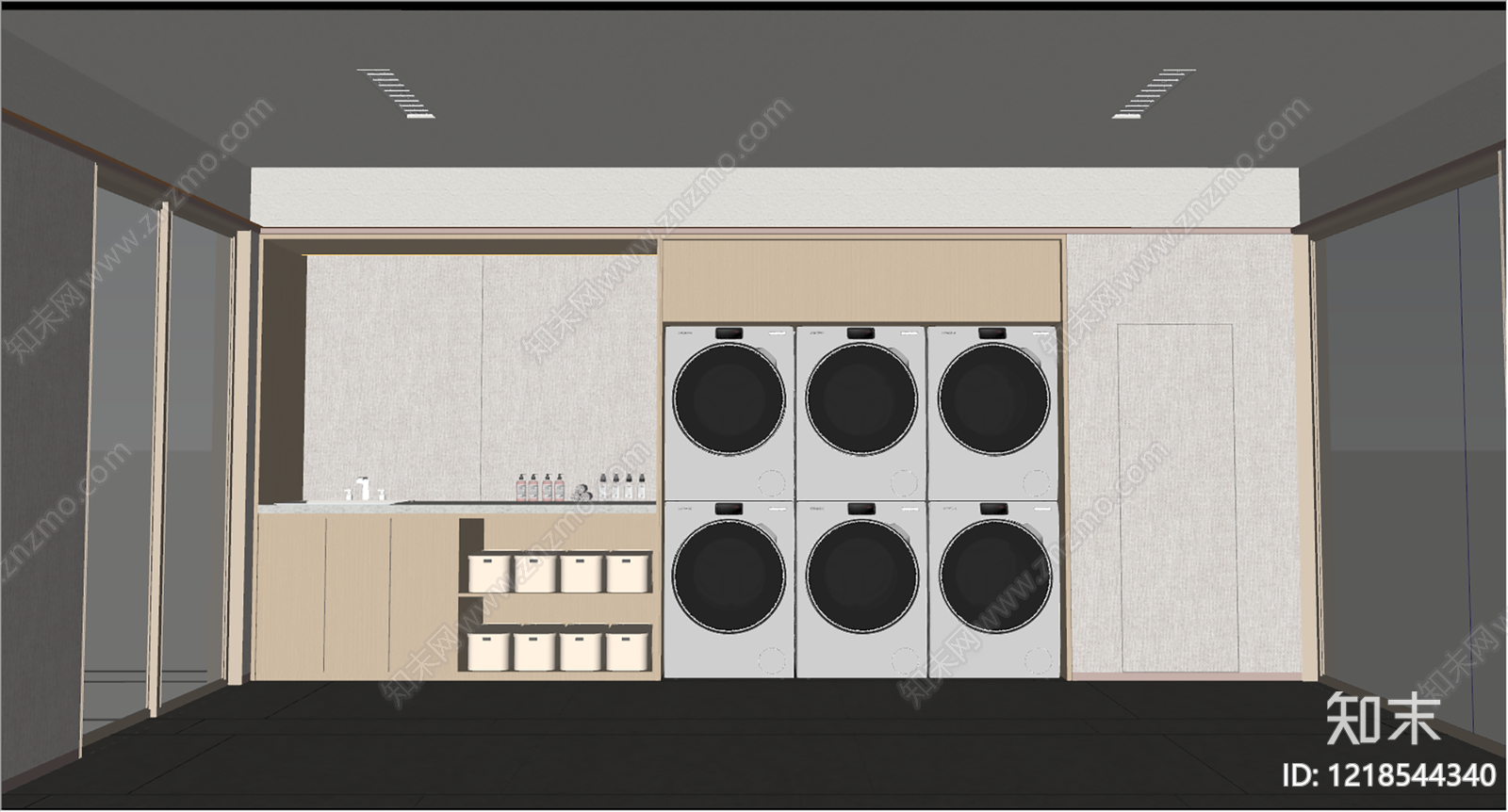 现代简约酒店洗衣房SU模型下载【ID:1218544340】