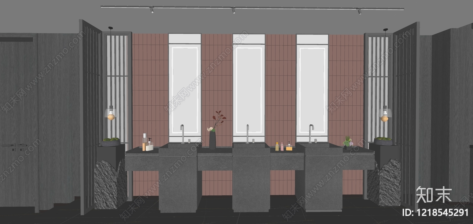 新中式酒店卫生间SU模型下载【ID:1218545291】