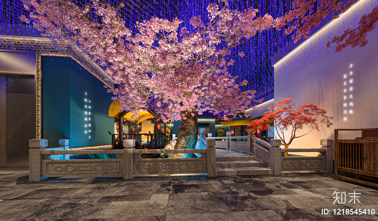 新中式中餐厅3D模型下载【ID:1218545410】