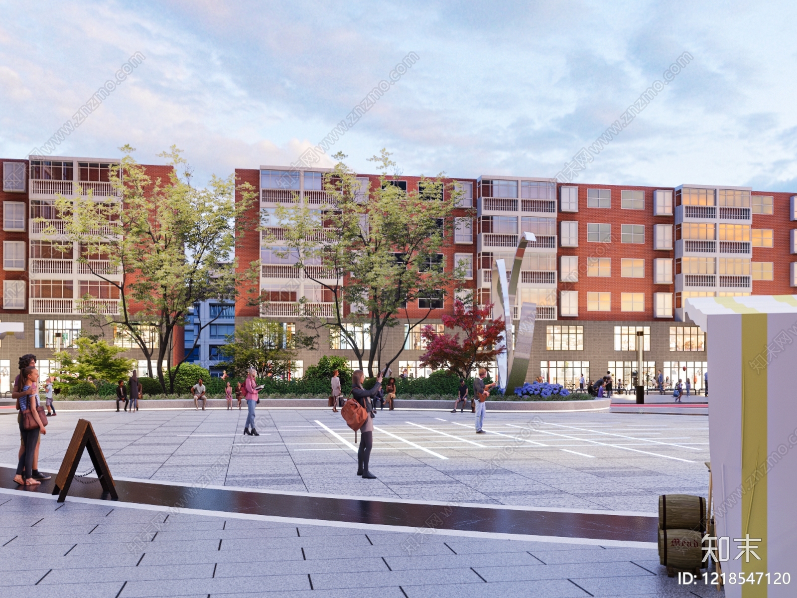 现代简约广场景观SU模型下载【ID:1218547120】