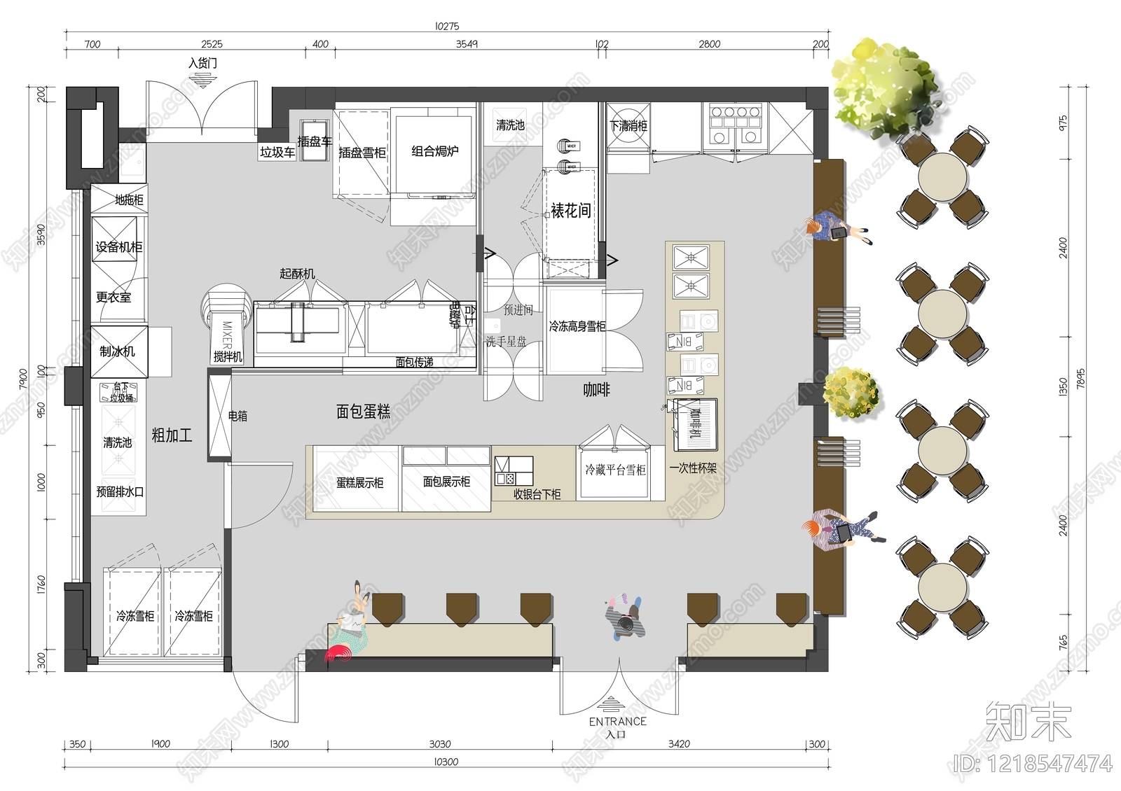 蛋糕店cad施工图下载【ID:1218547474】