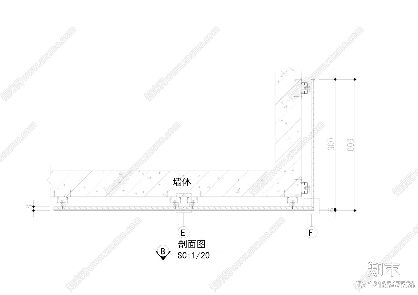 墙面节点cad施工图下载【ID:1218547568】