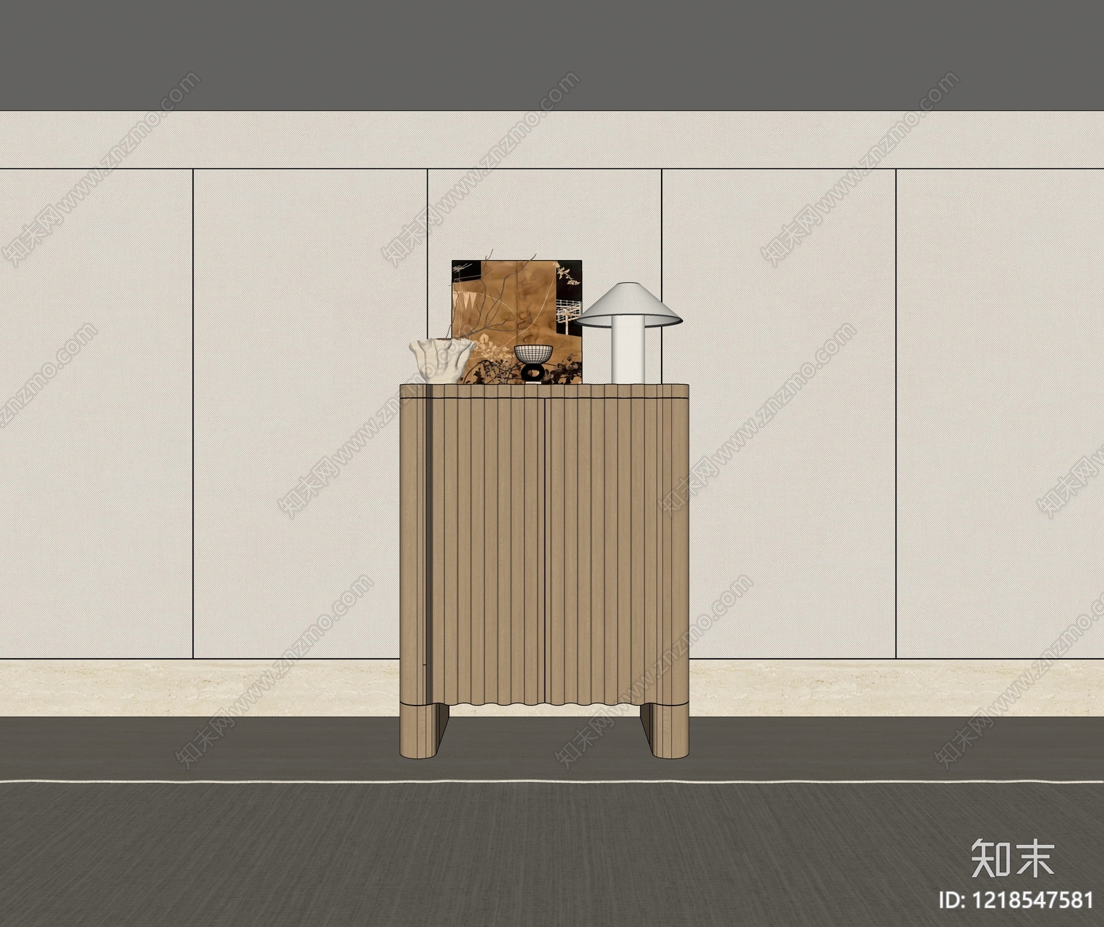奶油风玄关柜SU模型下载【ID:1218547581】
