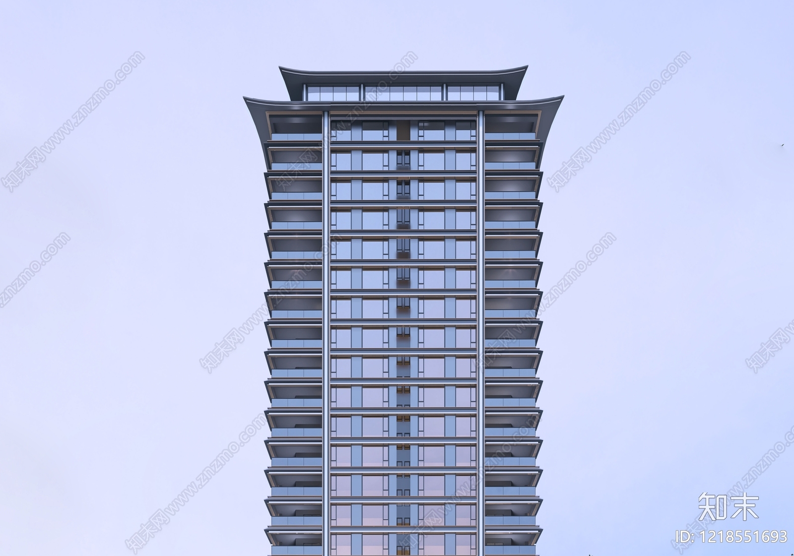 新中式小高层住宅楼SU模型下载【ID:1218551693】