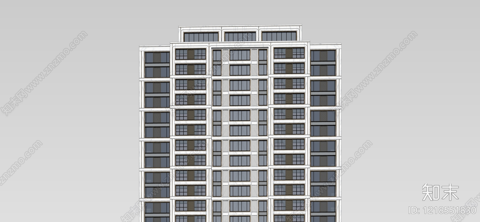 现代简约小高层住宅楼SU模型下载【ID:1218551830】