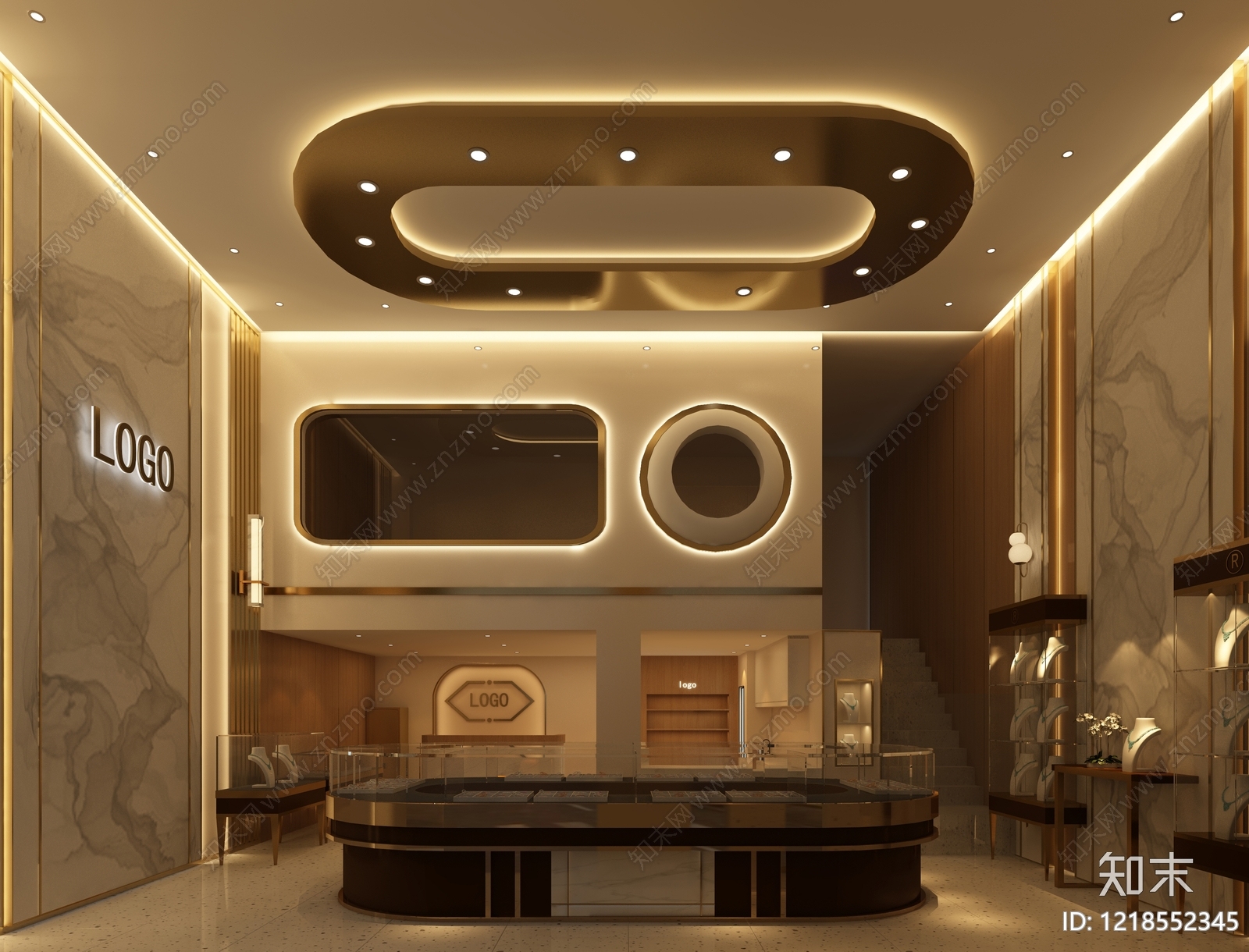 意式轻奢珠宝店3D模型渲染效果图
