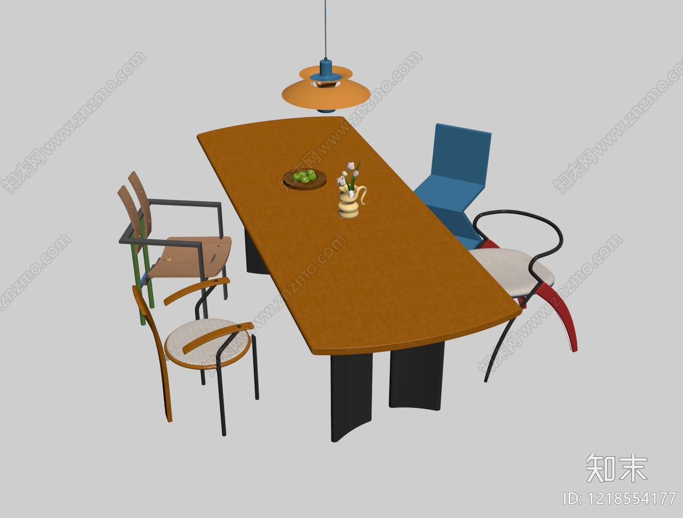孟菲斯风格餐椅SU模型下载【ID:1218554177】
